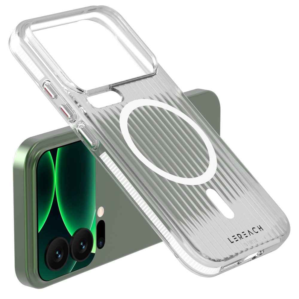 LEREACH TOC Series for Xiaomi 17 Pro Magnetic Case Flowing Grid PC Phone Cover - White