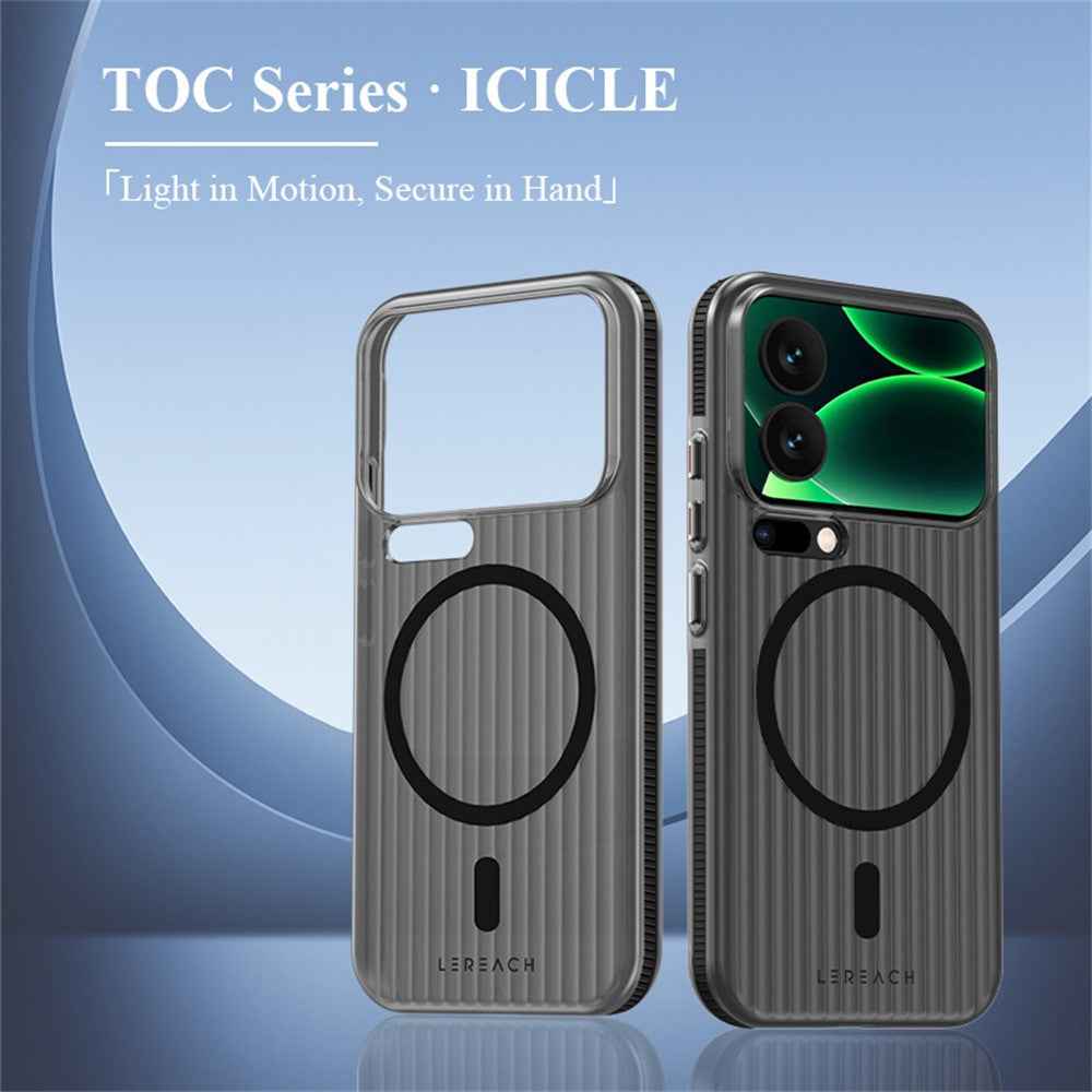 LEREACH TOC Series for Xiaomi 17 Pro Magnetic Case Flowing Grid PC Phone Cover - Orange