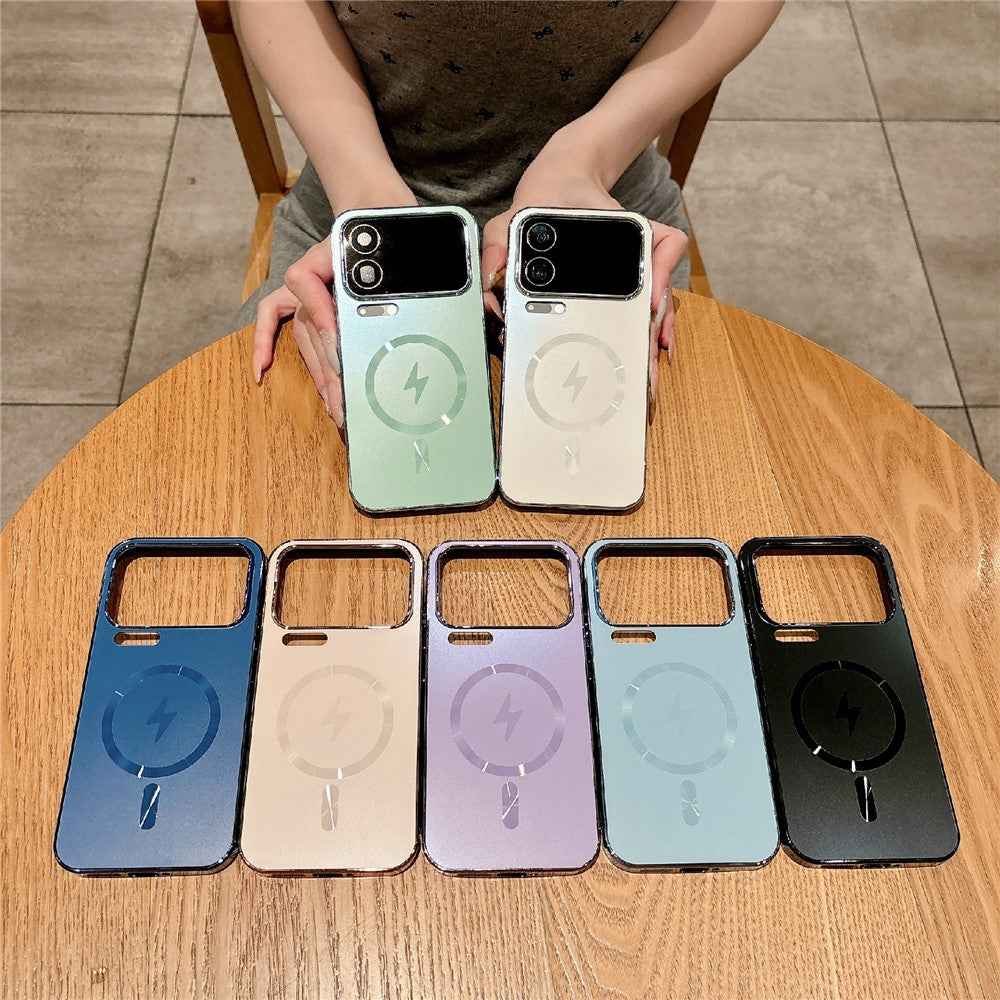 For Xiaomi 17 Pro Magnetic Case Electroplated Matte PC TPU Phone Cover with Tempered Glass Film - Matcha Green