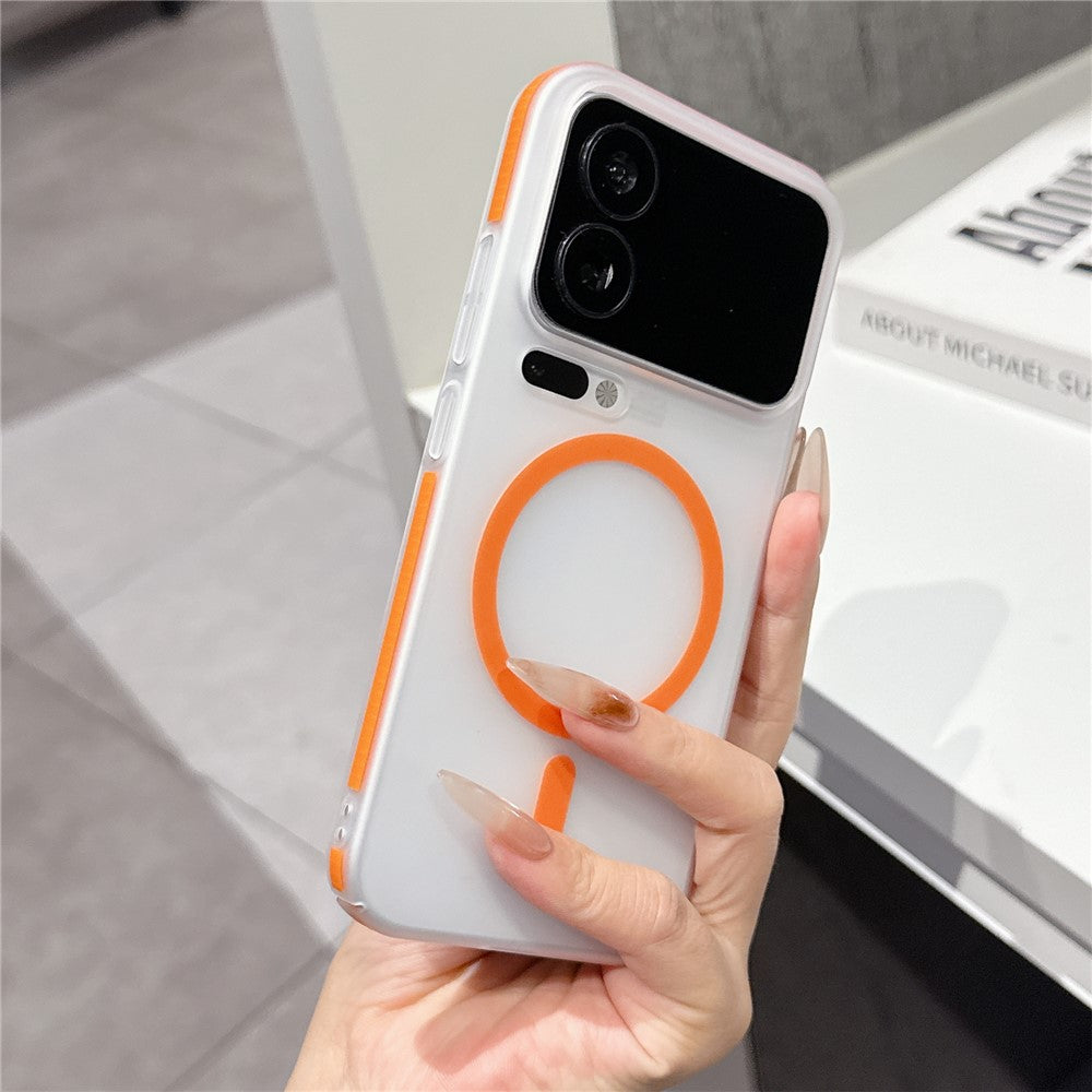 For Xiaomi 17 Pro Max Frosted PC Magnetic Case Anti Slip Edge Skin Touch Phone Back Cover - Orange