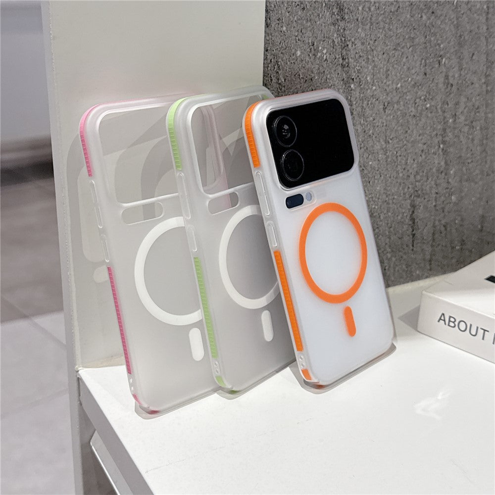 For Xiaomi 17 Pro Max Frosted PC Magnetic Case Anti Slip Edge Skin Touch Phone Back Cover - Orange