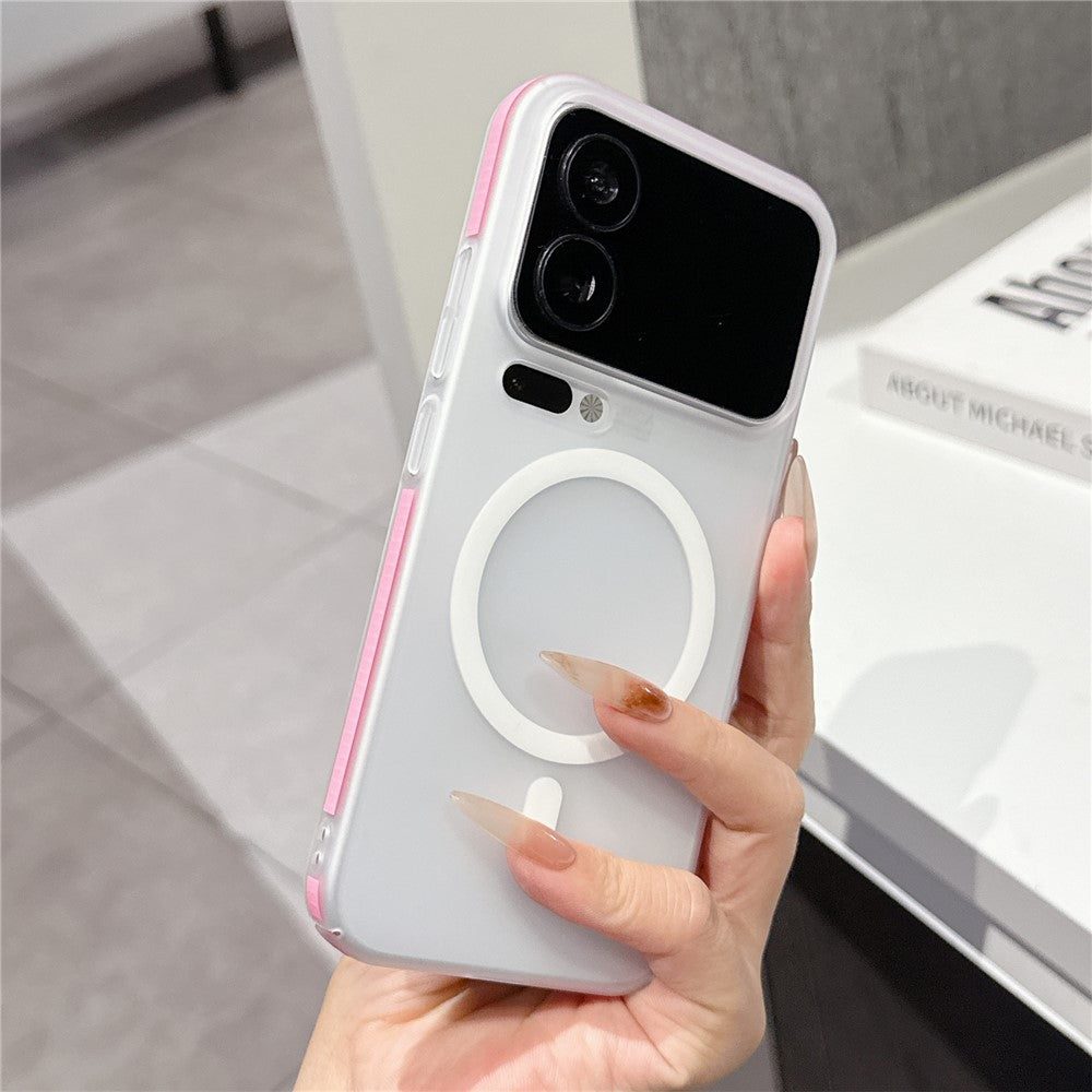 For Xiaomi 17 Pro Max Frosted PC Magnetic Case Anti Slip Edge Skin Touch Phone Back Cover - Pink