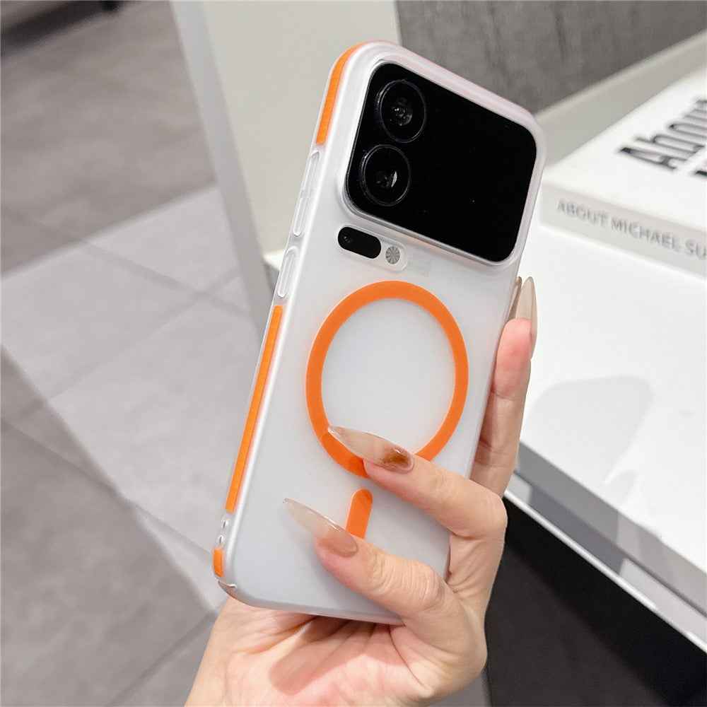 For Xiaomi 17 Pro Frosted PC Magnetic Case Anti Slip Edge Skin Touch Phone Back Cover - Orange