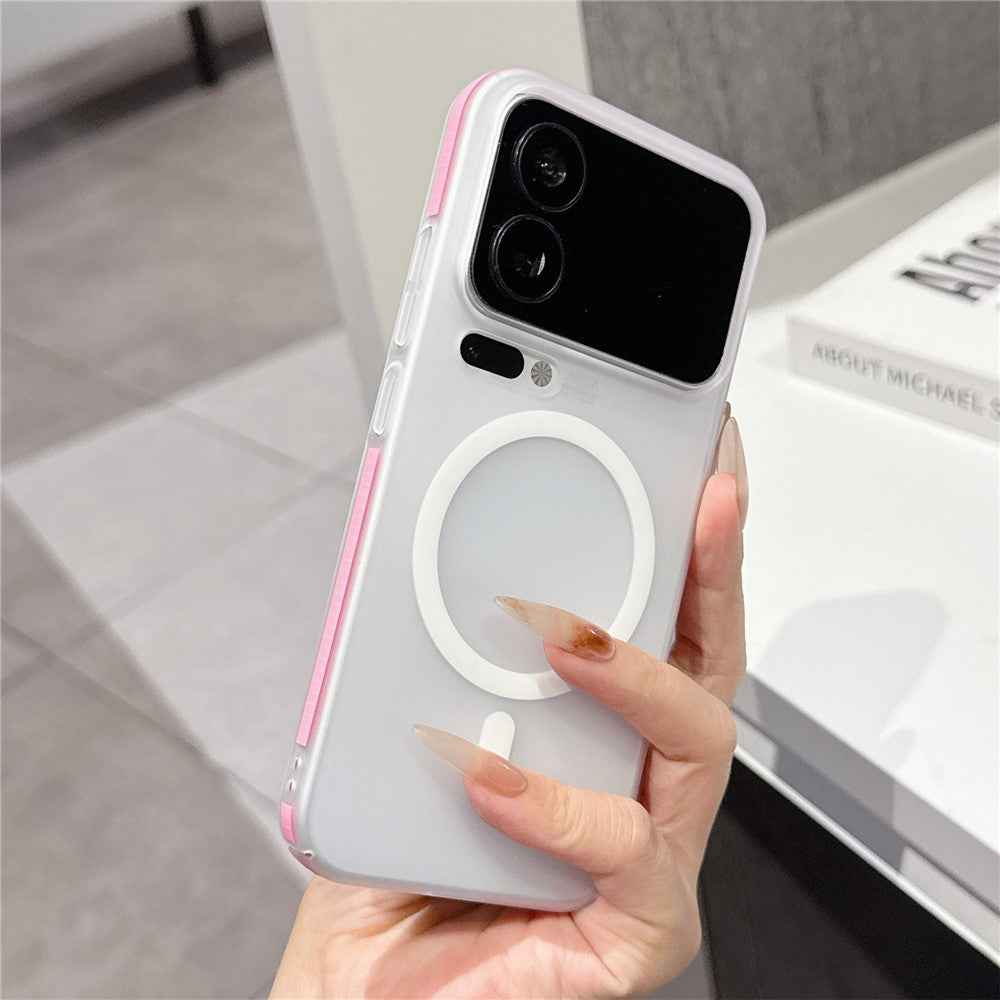 For Xiaomi 17 Pro Frosted PC Magnetic Case Anti Slip Edge Skin Touch Phone Back Cover - Pink