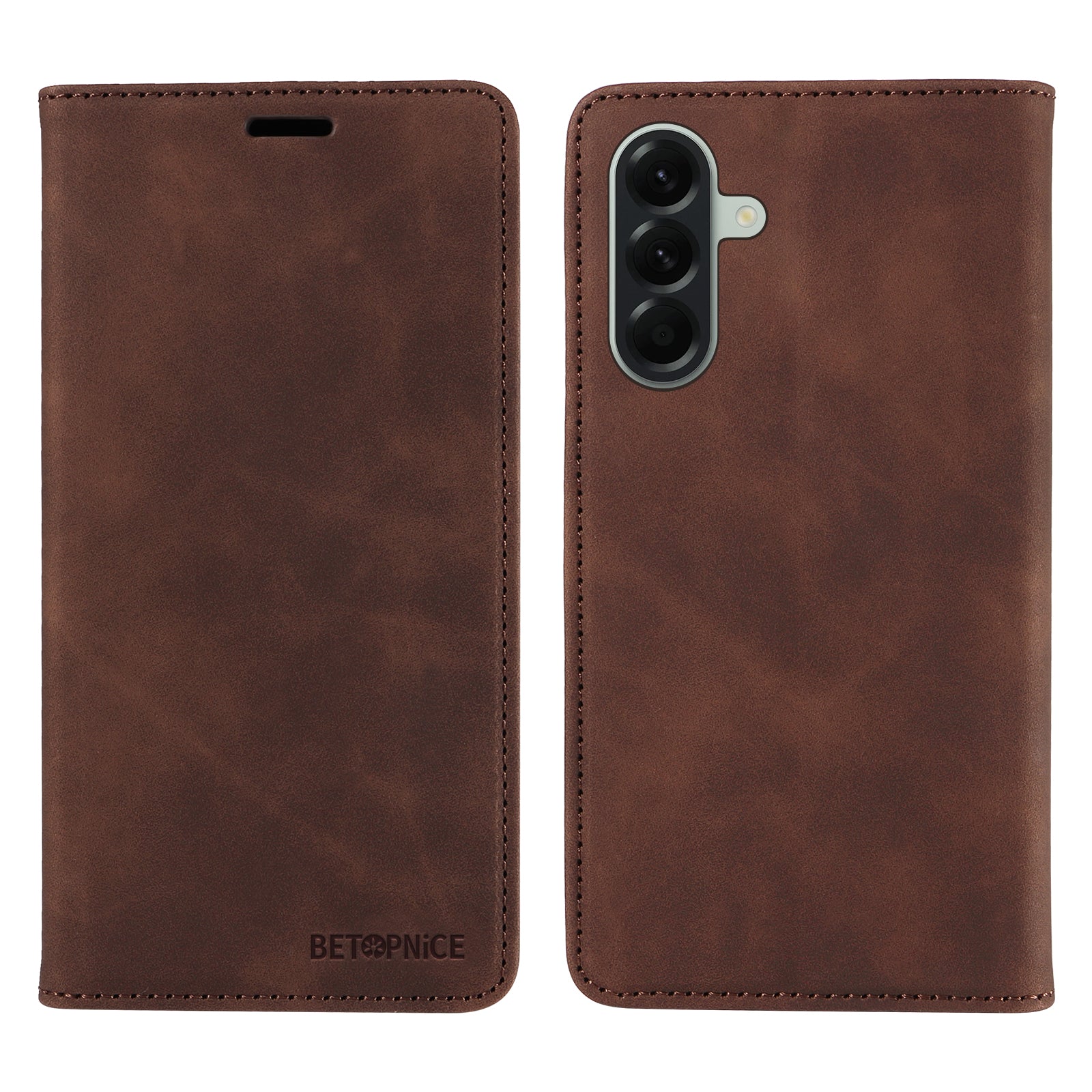 For Samsung Galaxy A57 5G Case BETOPNICE Magnetic Closure RFID Blocking Wallet Stand Leather Phone Cover - Brown
