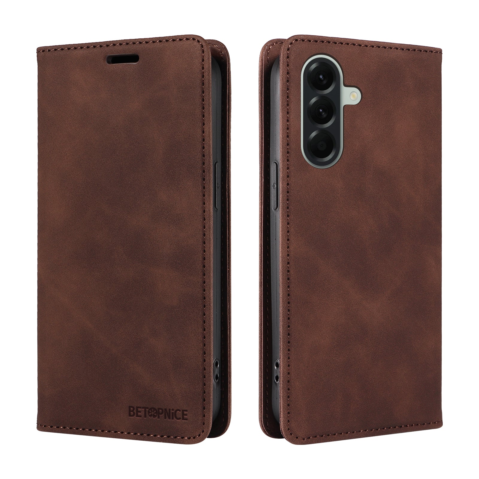 For Samsung Galaxy A57 5G Case BETOPNICE Magnetic Closure RFID Blocking Wallet Stand Leather Phone Cover - Brown