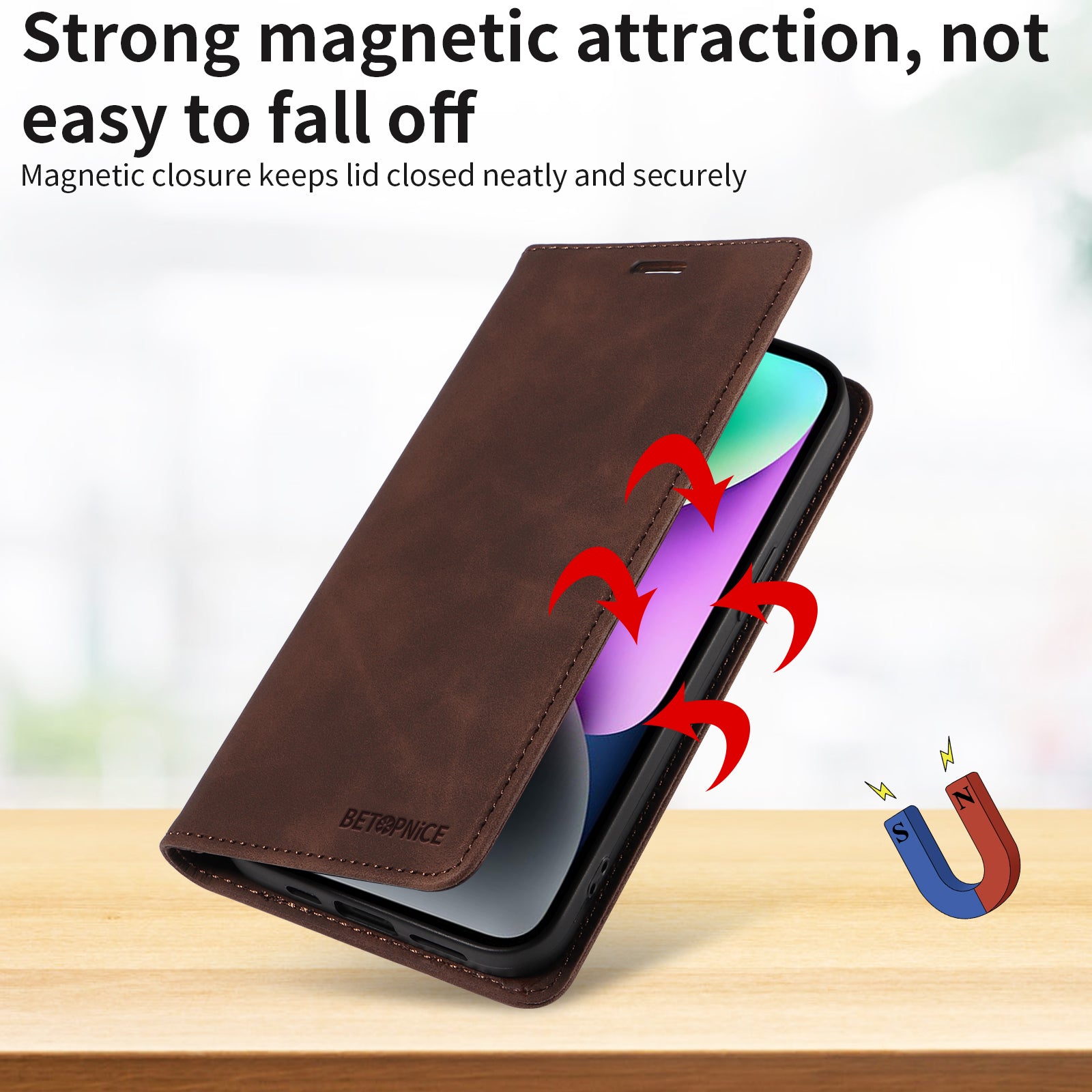 For Samsung Galaxy A57 5G Case BETOPNICE Magnetic Closure RFID Blocking Wallet Stand Leather Phone Cover - Brown