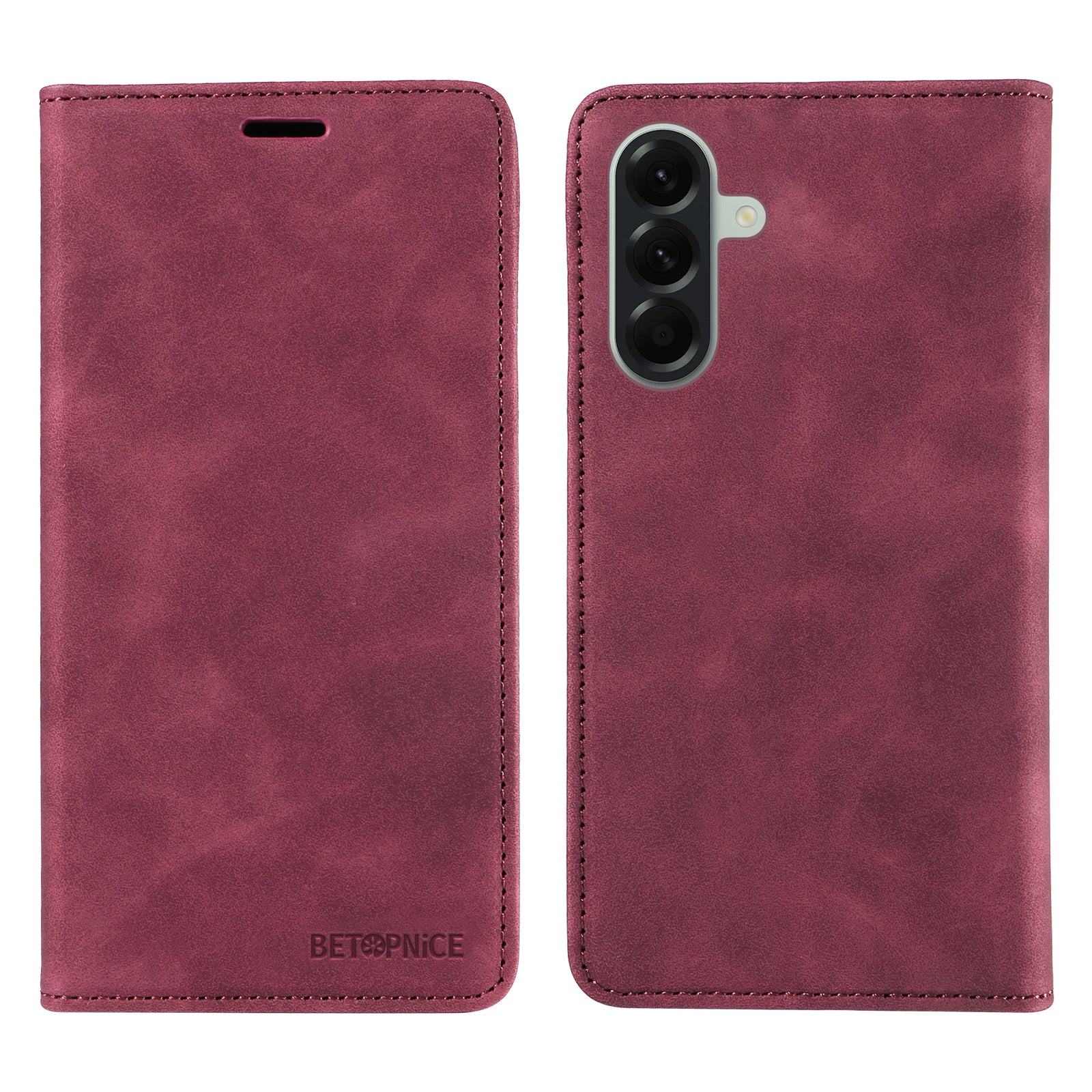 For Samsung Galaxy A57 5G Case BETOPNICE Magnetic Closure RFID Blocking Wallet Stand Leather Phone Cover - Red