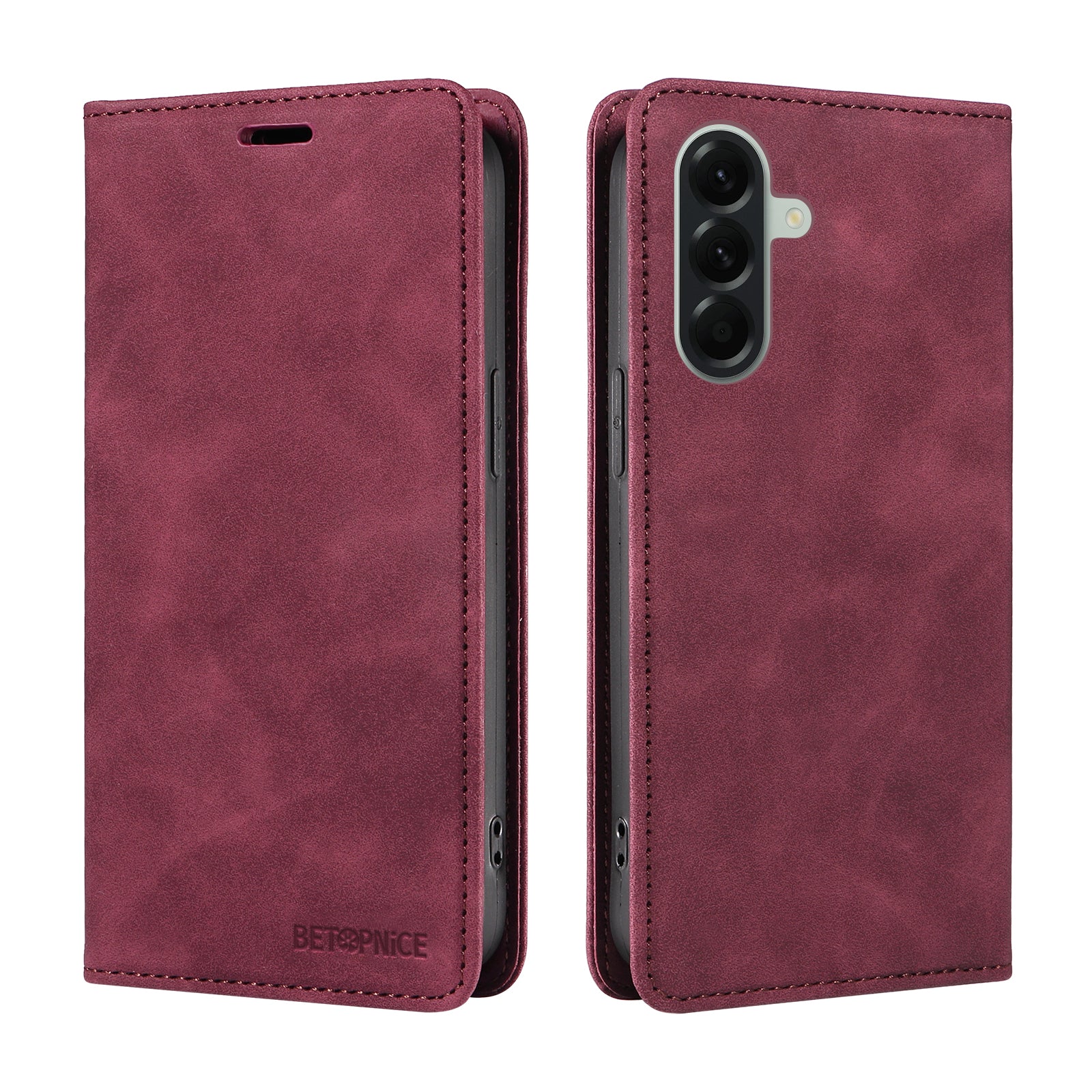 For Samsung Galaxy A57 5G Case BETOPNICE Magnetic Closure RFID Blocking Wallet Stand Leather Phone Cover - Red