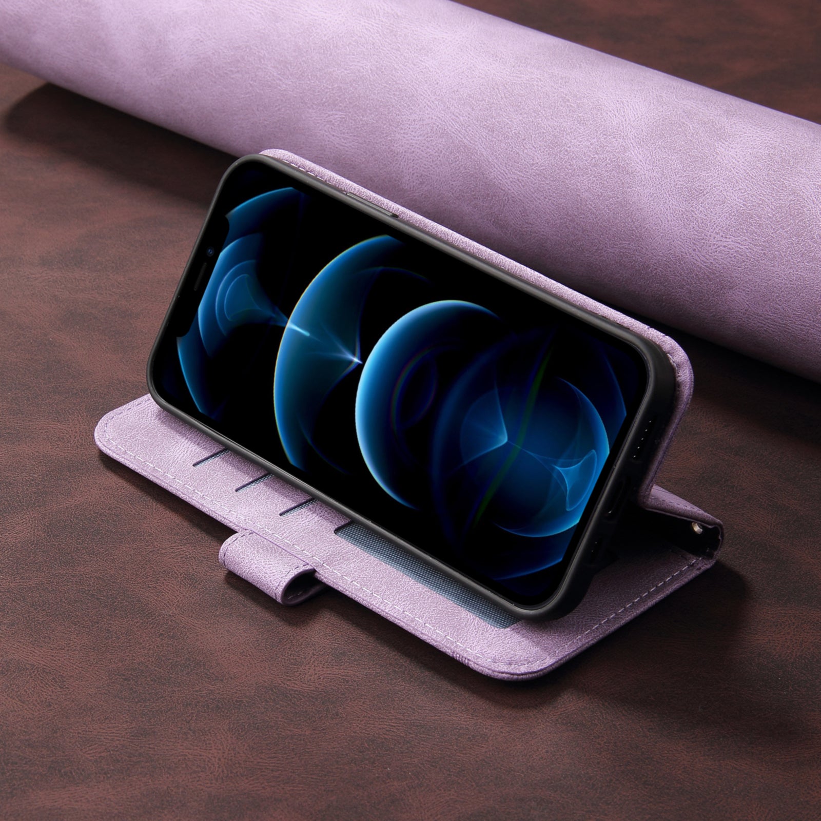 For Samsung Galaxy A57 5G Leather Wallet Cases Skin Touch Phone Cover Stand with Strap - Purple