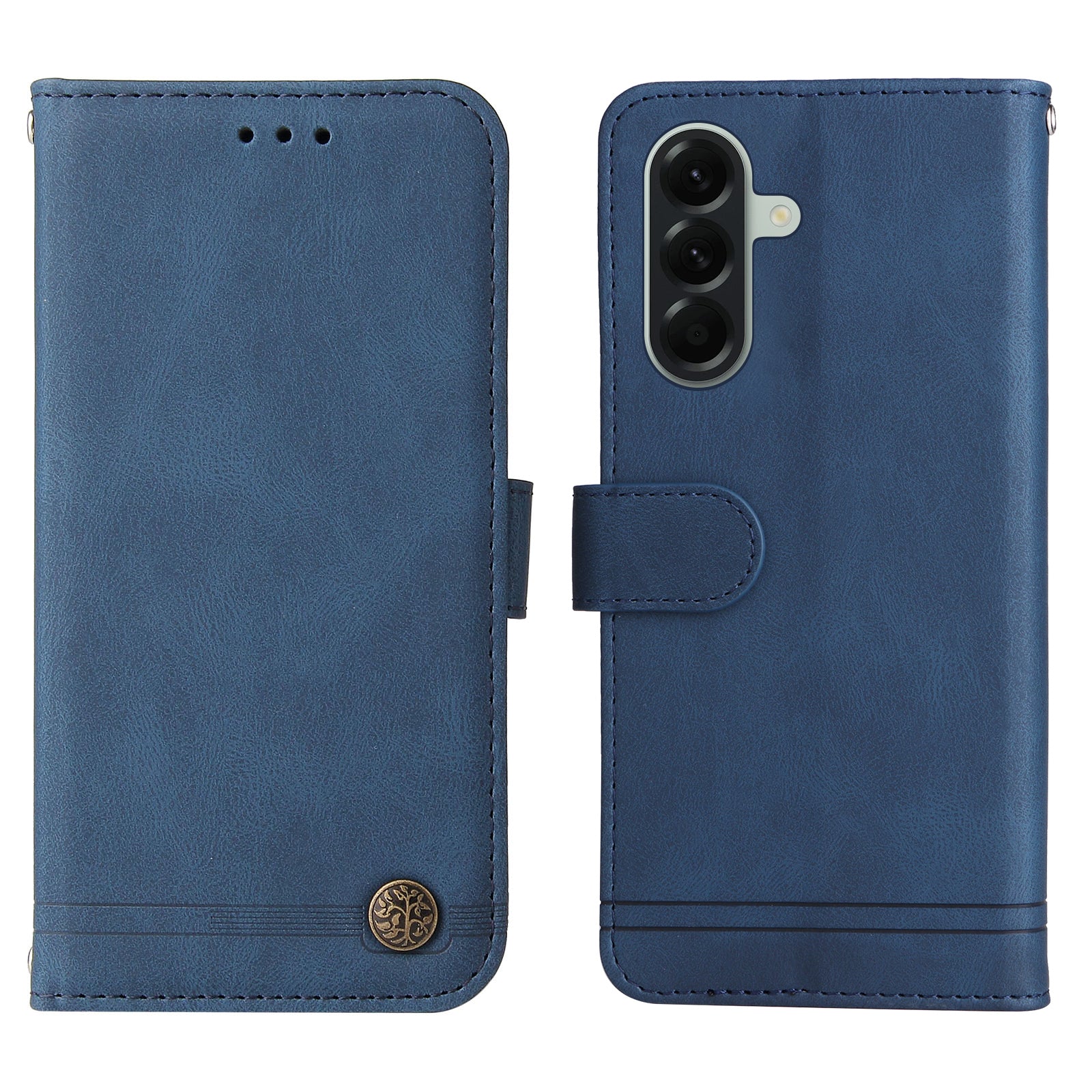 For Samsung Galaxy A57 5G Leather Wallet Cases Skin Touch Phone Cover Stand with Strap - Blue