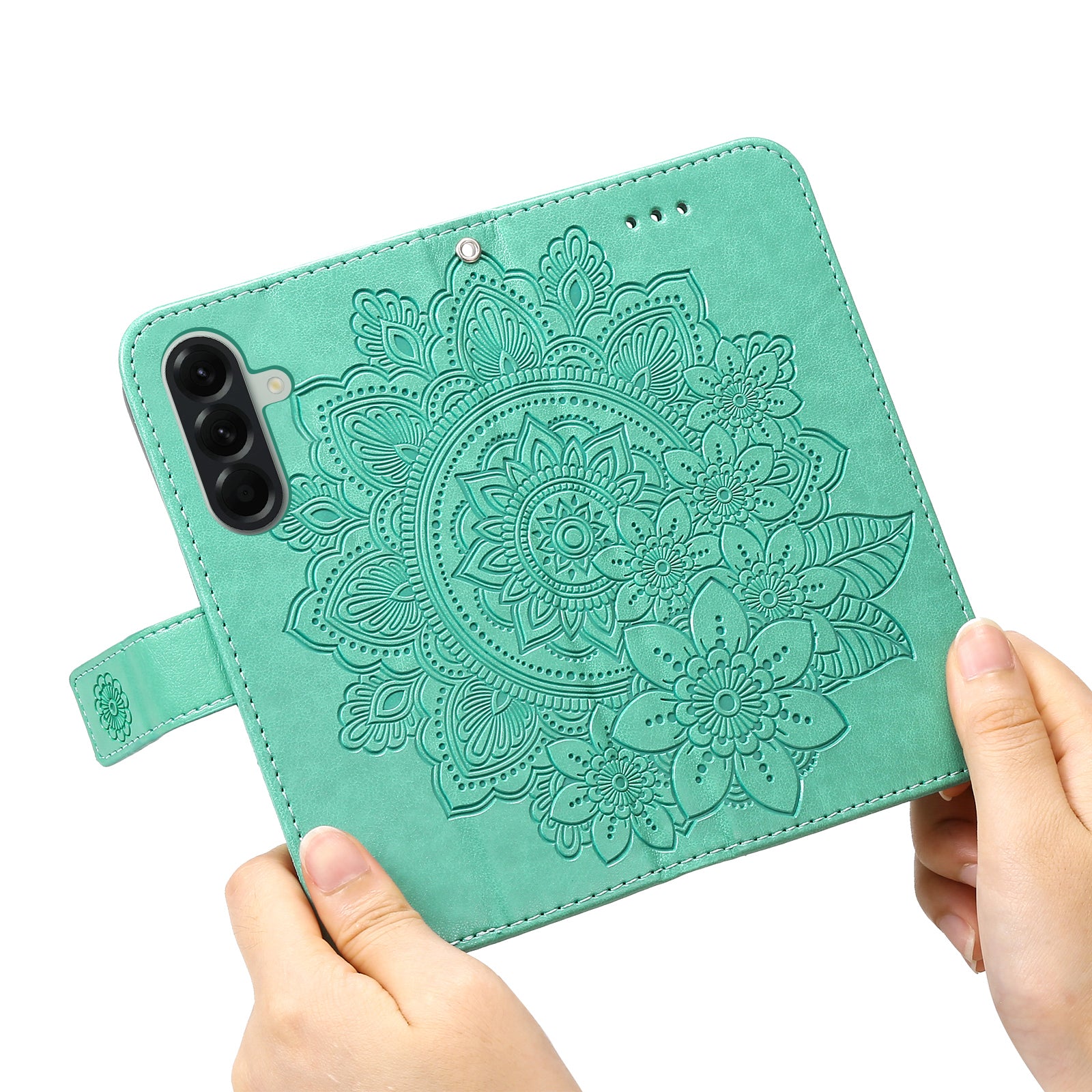 For Samsung Galaxy A57 5G Case Floral Pattern PU Leather Wallet Stand Phone Cover - Green