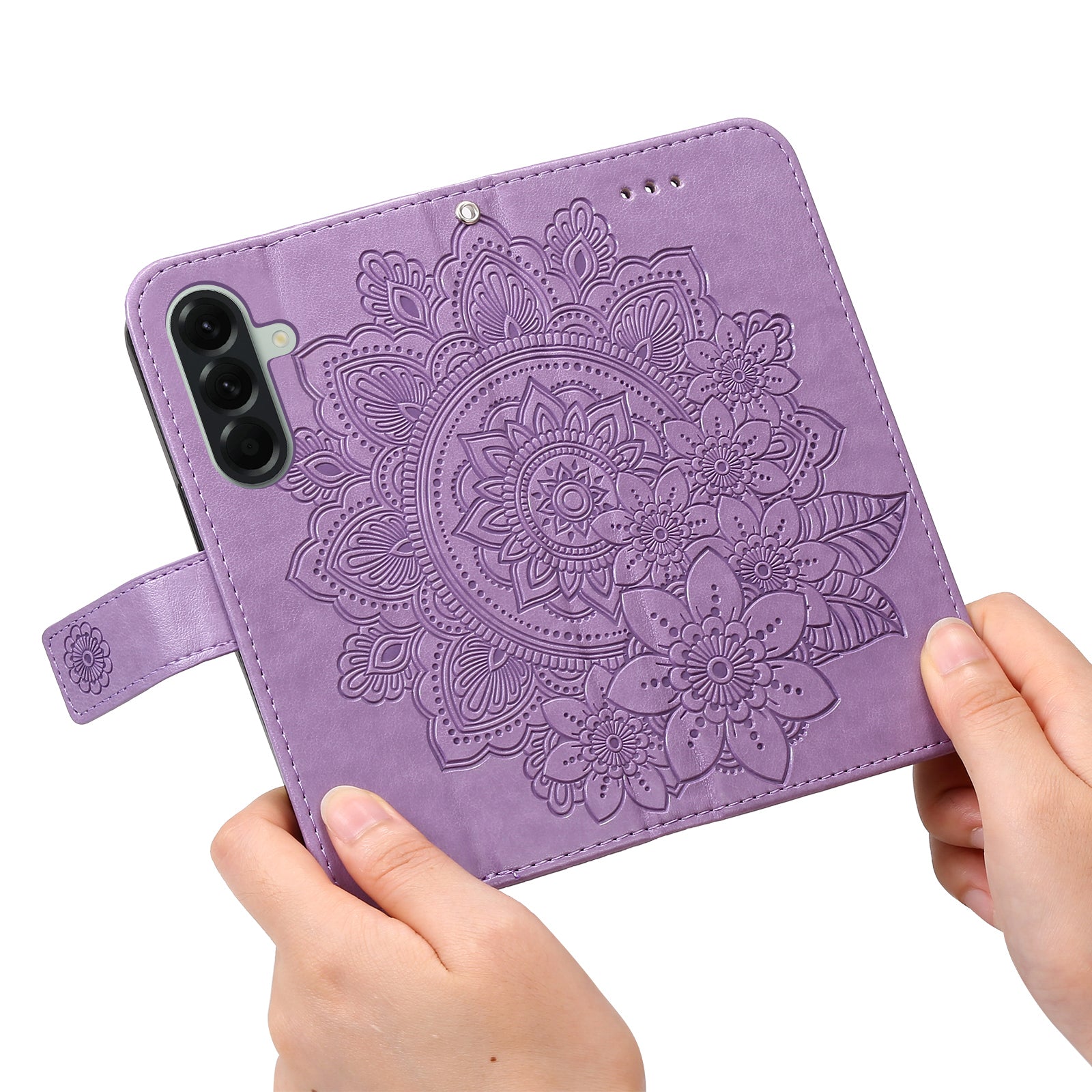 For Samsung Galaxy A57 5G Case Floral Pattern PU Leather Wallet Stand Phone Cover - Purple