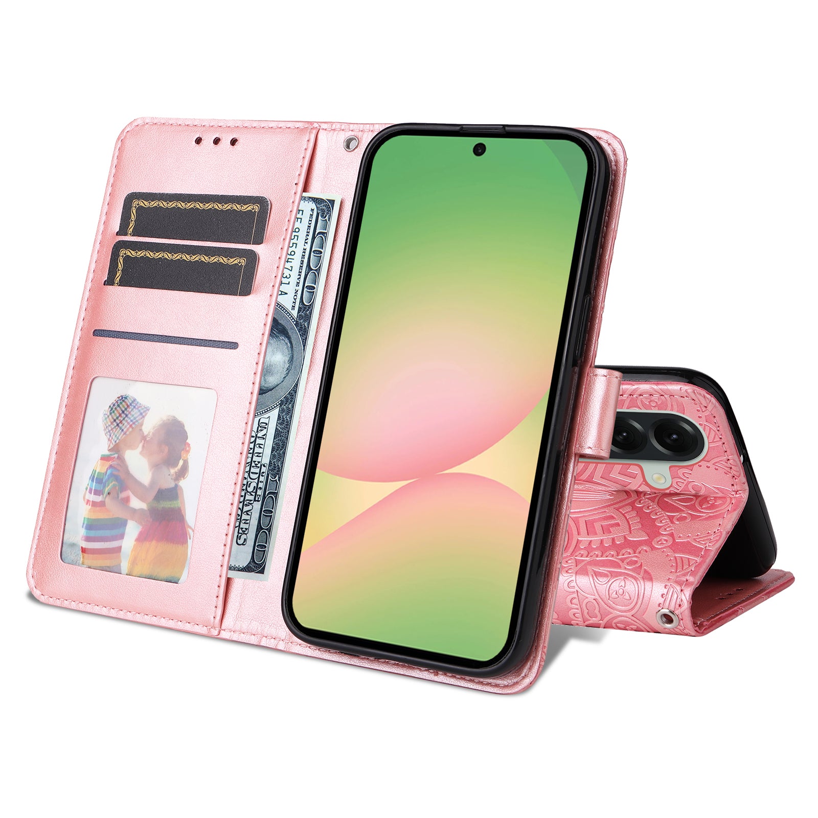 For Samsung Galaxy A57 5G Case Sunflower Imprint Leather Wallet Phone Cover - Pink