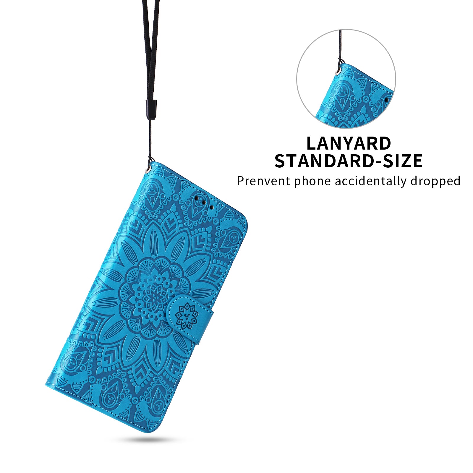 For Samsung Galaxy A57 5G Case Sunflower Imprint Leather Wallet Phone Cover - Blue