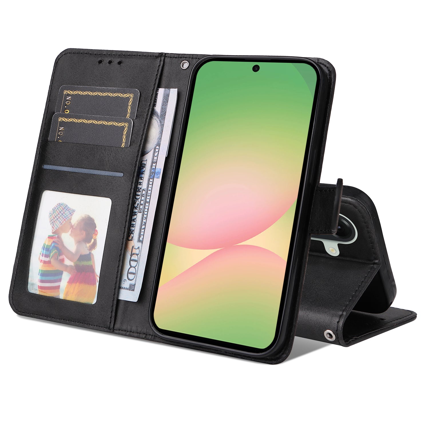 For Samsung Galaxy A57 5G Case Wallet PU Leather Folio Flip Phone Cover - Black