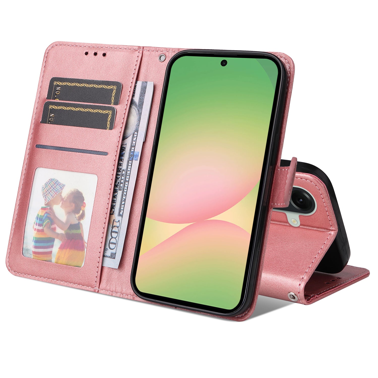 For Samsung Galaxy A57 5G Case Wallet PU Leather Folio Flip Phone Cover - Pink