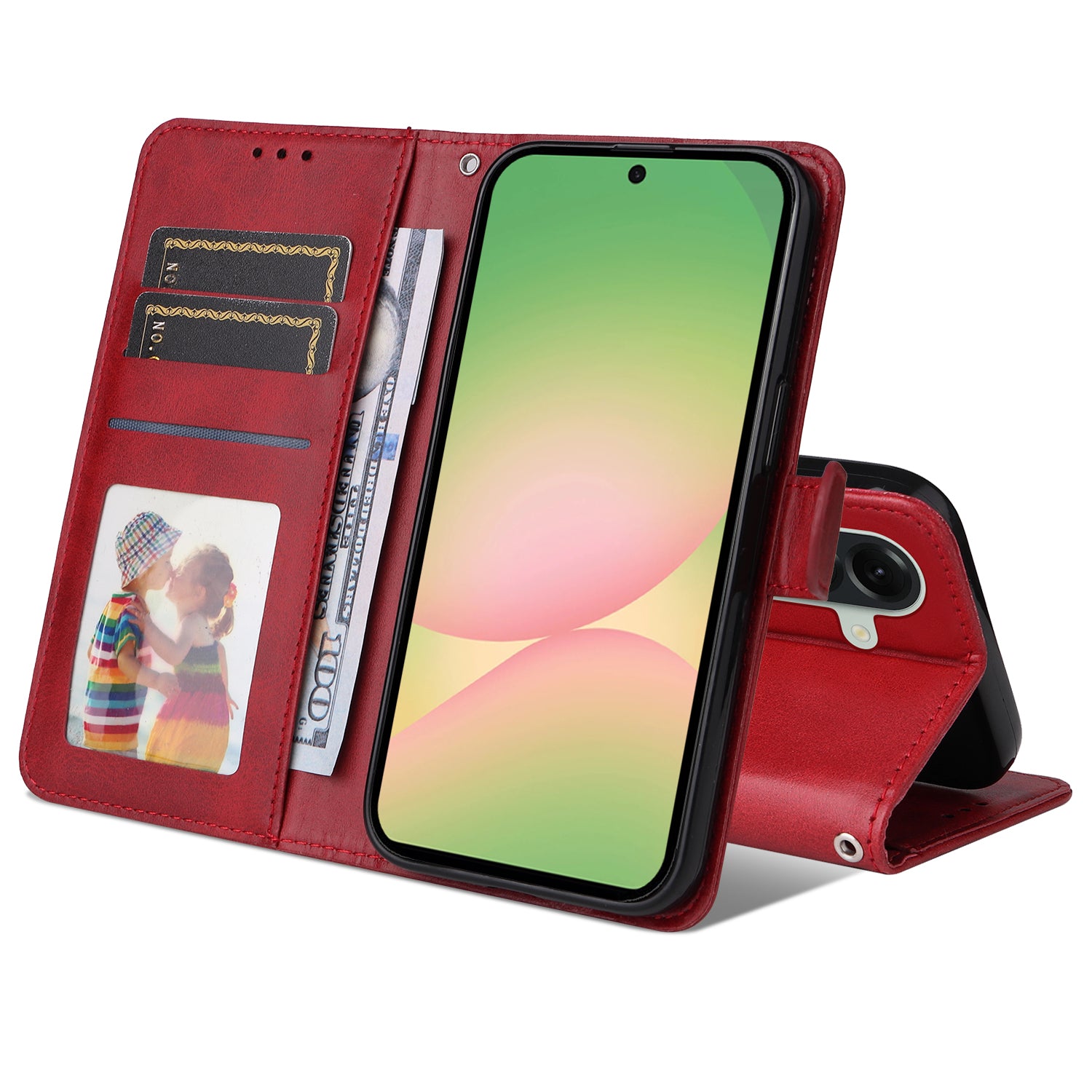 For Samsung Galaxy A57 5G Case Wallet PU Leather Folio Flip Phone Cover - Red