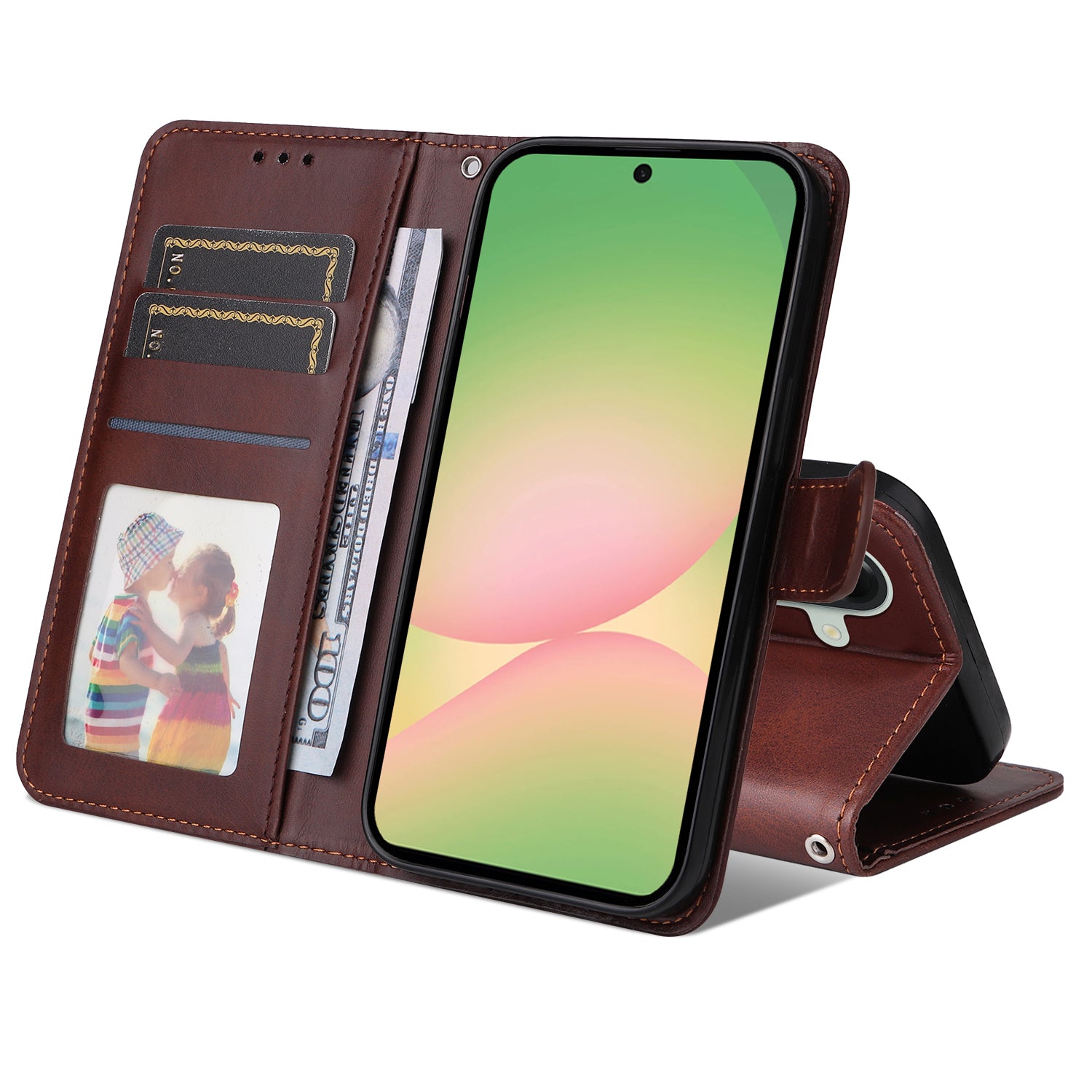For Samsung Galaxy A57 5G Case Wallet PU Leather Folio Flip Phone Cover - Brown