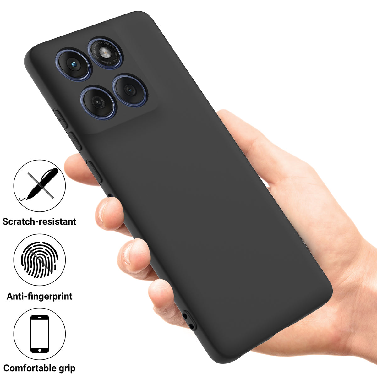 For Motorola Edge 70 5G / X70 Air Liquid Silicone Case Phone Back Cover with Hand Strap - Black