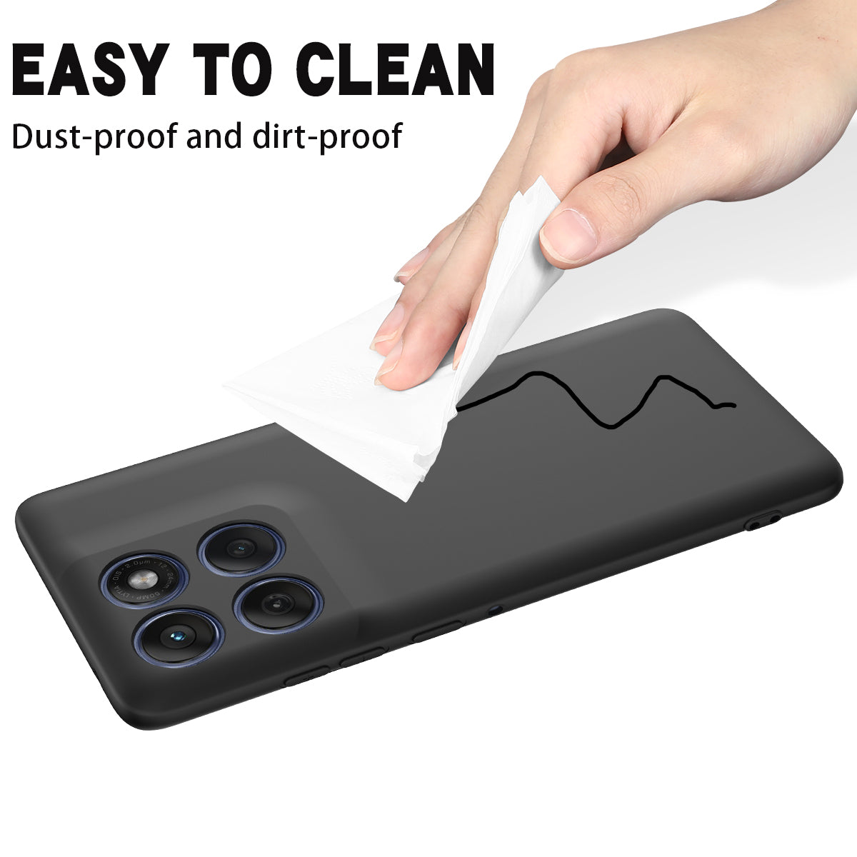 For Motorola Edge 70 5G / X70 Air Liquid Silicone Case Phone Back Cover with Hand Strap - Black