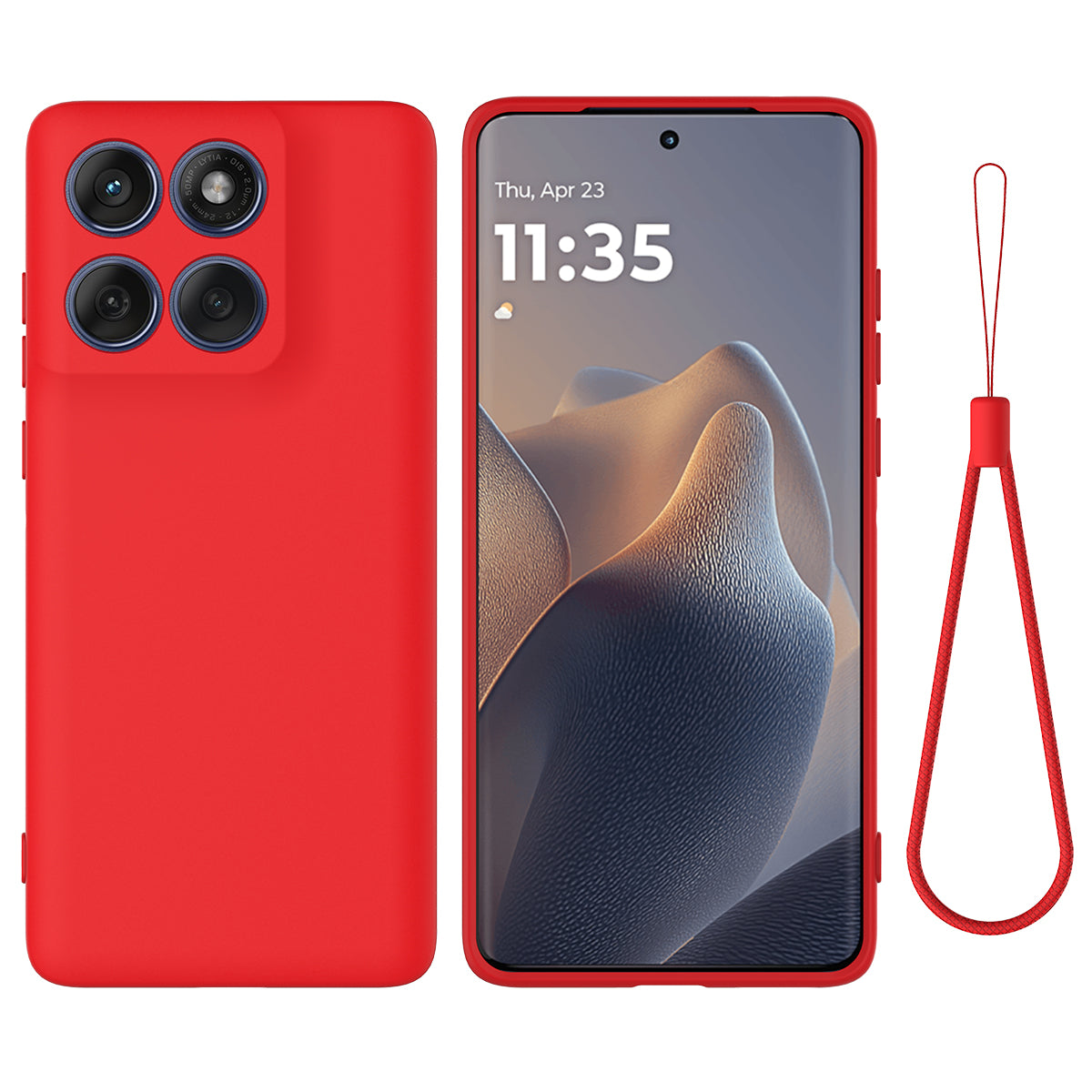 For Motorola Edge 70 5G / X70 Air Liquid Silicone Case Phone Back Cover with Hand Strap - Red