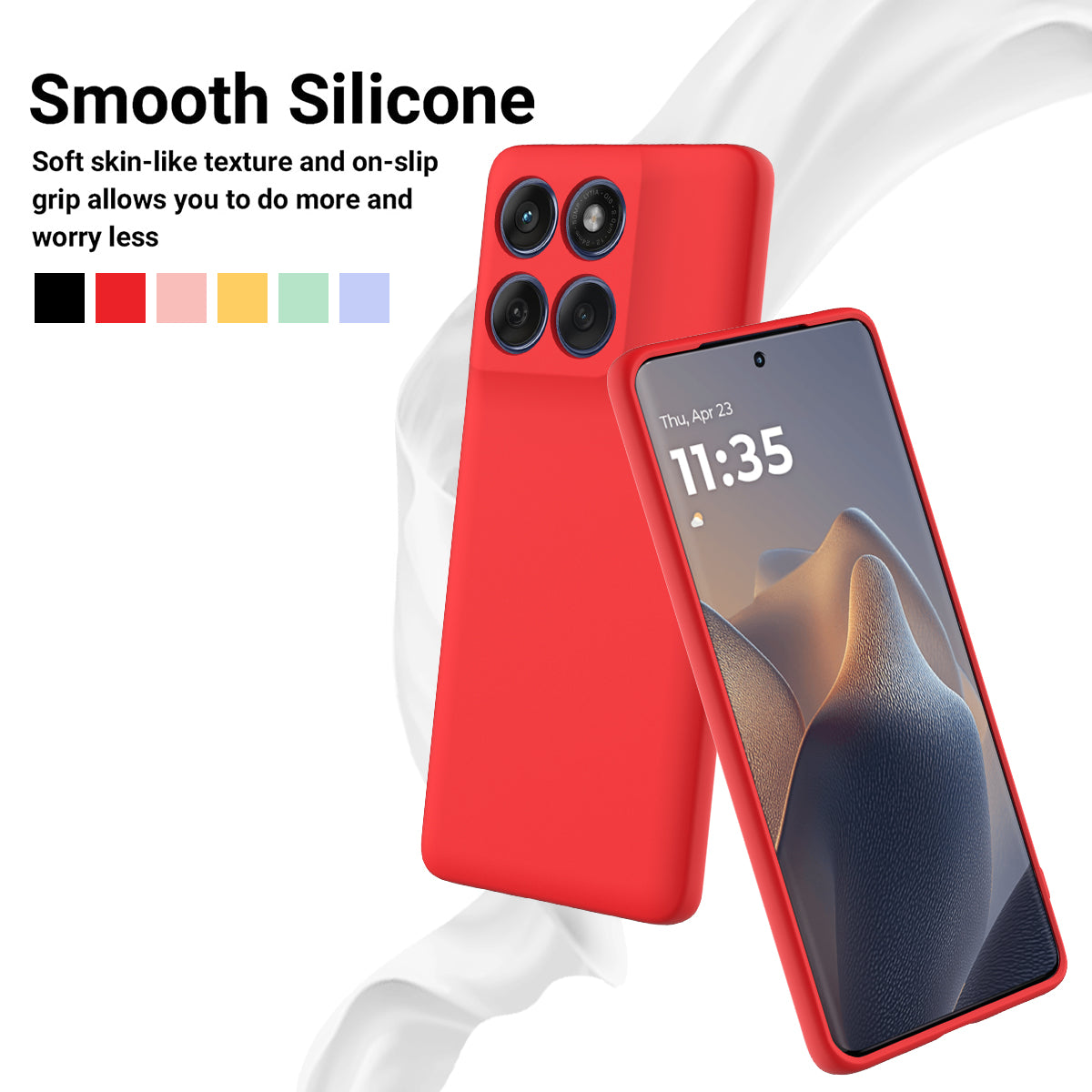 For Motorola Edge 70 5G / X70 Air Liquid Silicone Case Phone Back Cover with Hand Strap - Red