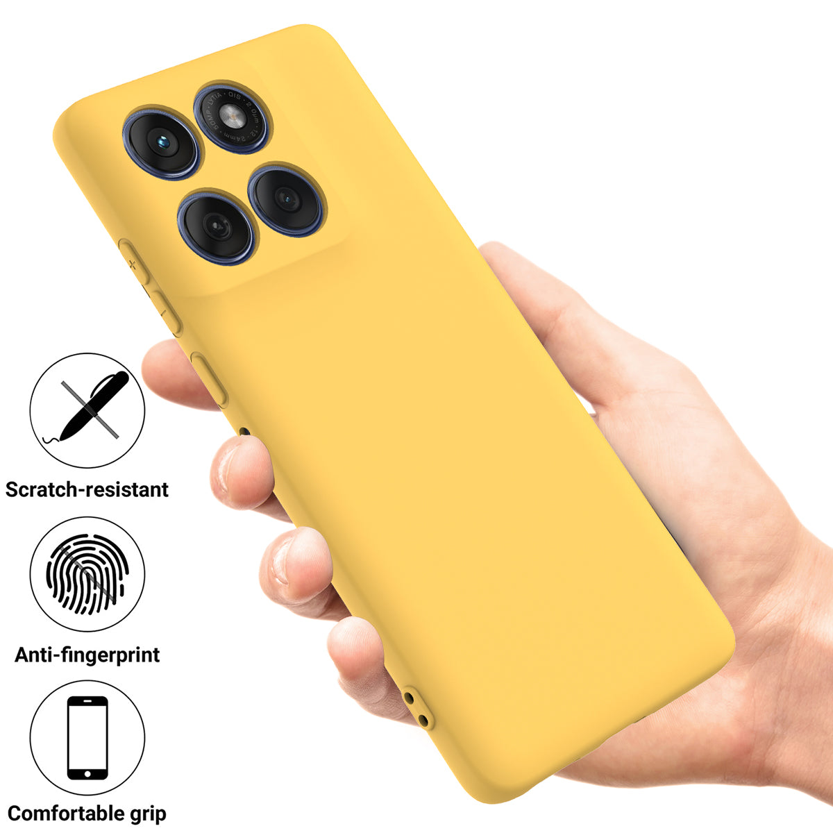 For Motorola Edge 70 5G / X70 Air Liquid Silicone Case Phone Back Cover with Hand Strap - Yellow