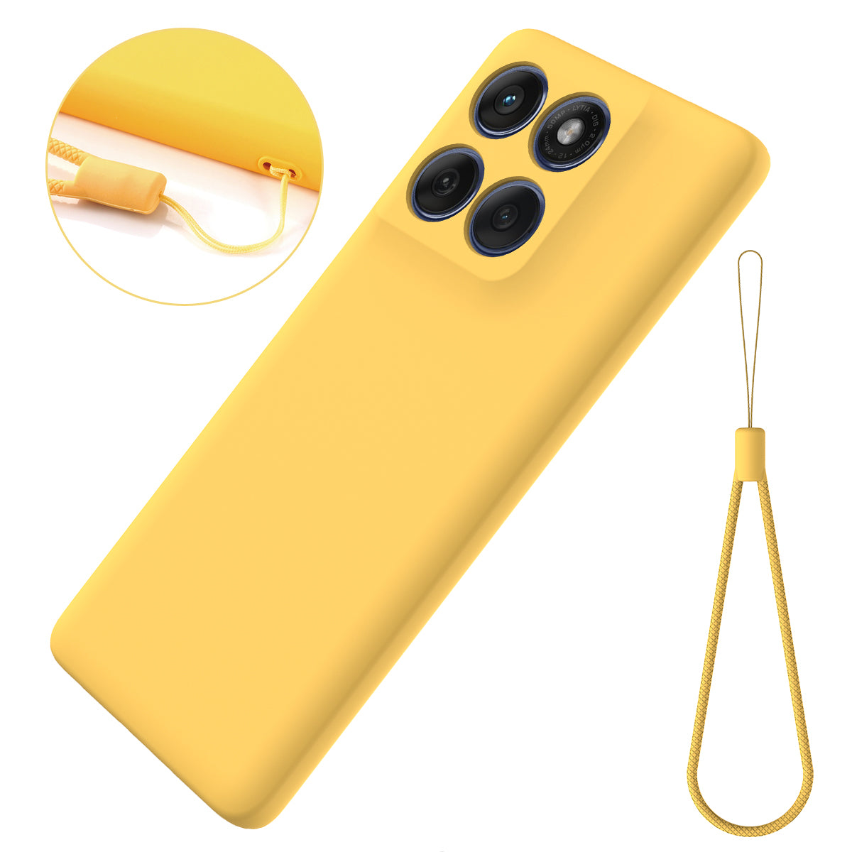 For Motorola Edge 70 5G / X70 Air Liquid Silicone Case Phone Back Cover with Hand Strap - Yellow
