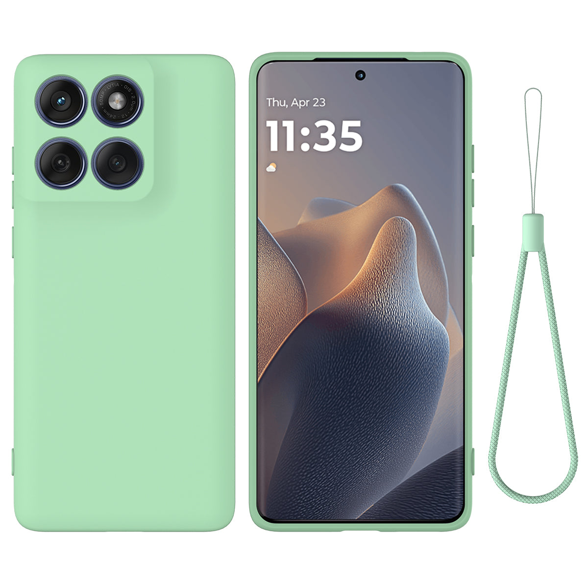 For Motorola Edge 70 5G / X70 Air Liquid Silicone Case Phone Back Cover with Hand Strap - Green