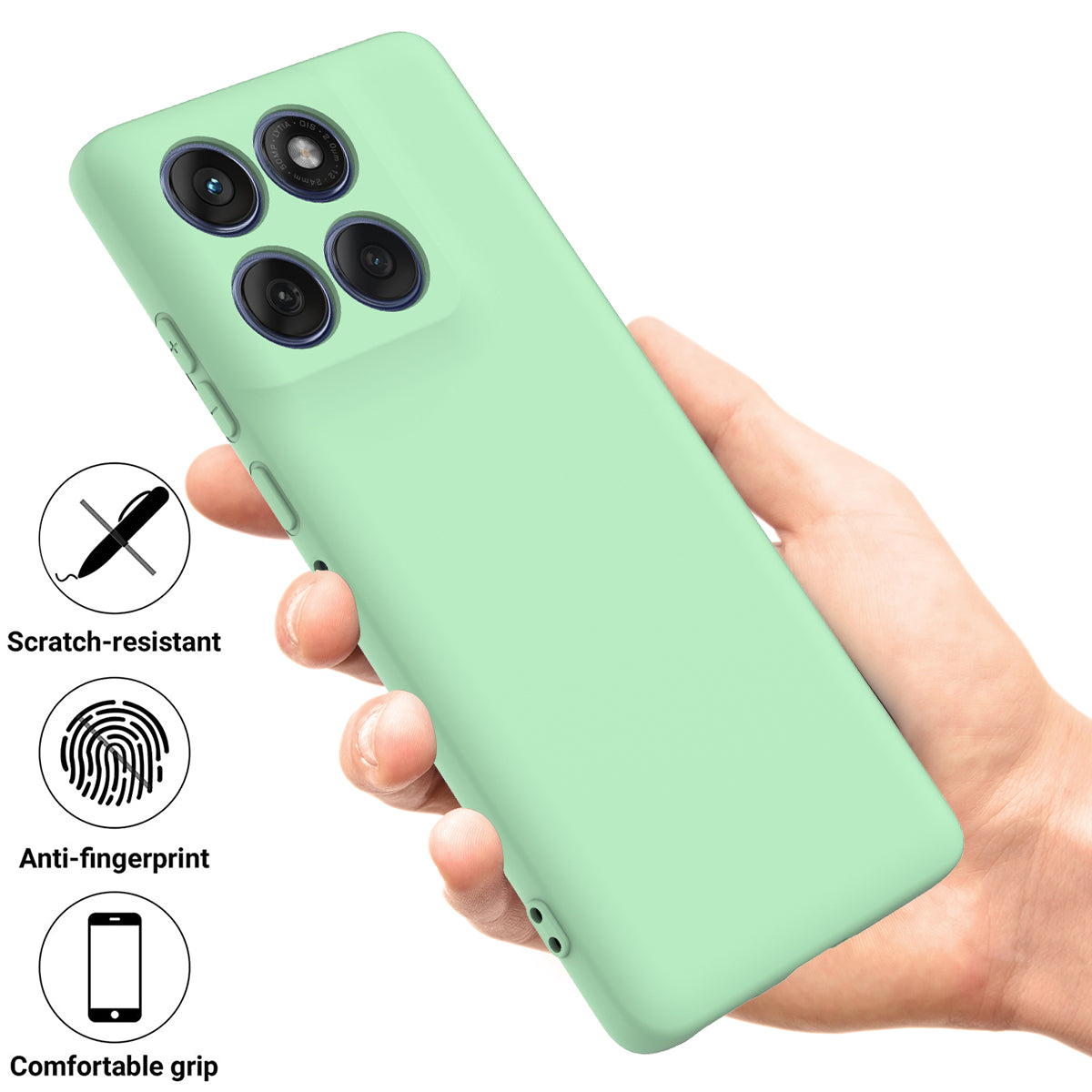 For Motorola Edge 70 5G / X70 Air Liquid Silicone Case Phone Back Cover with Hand Strap - Green
