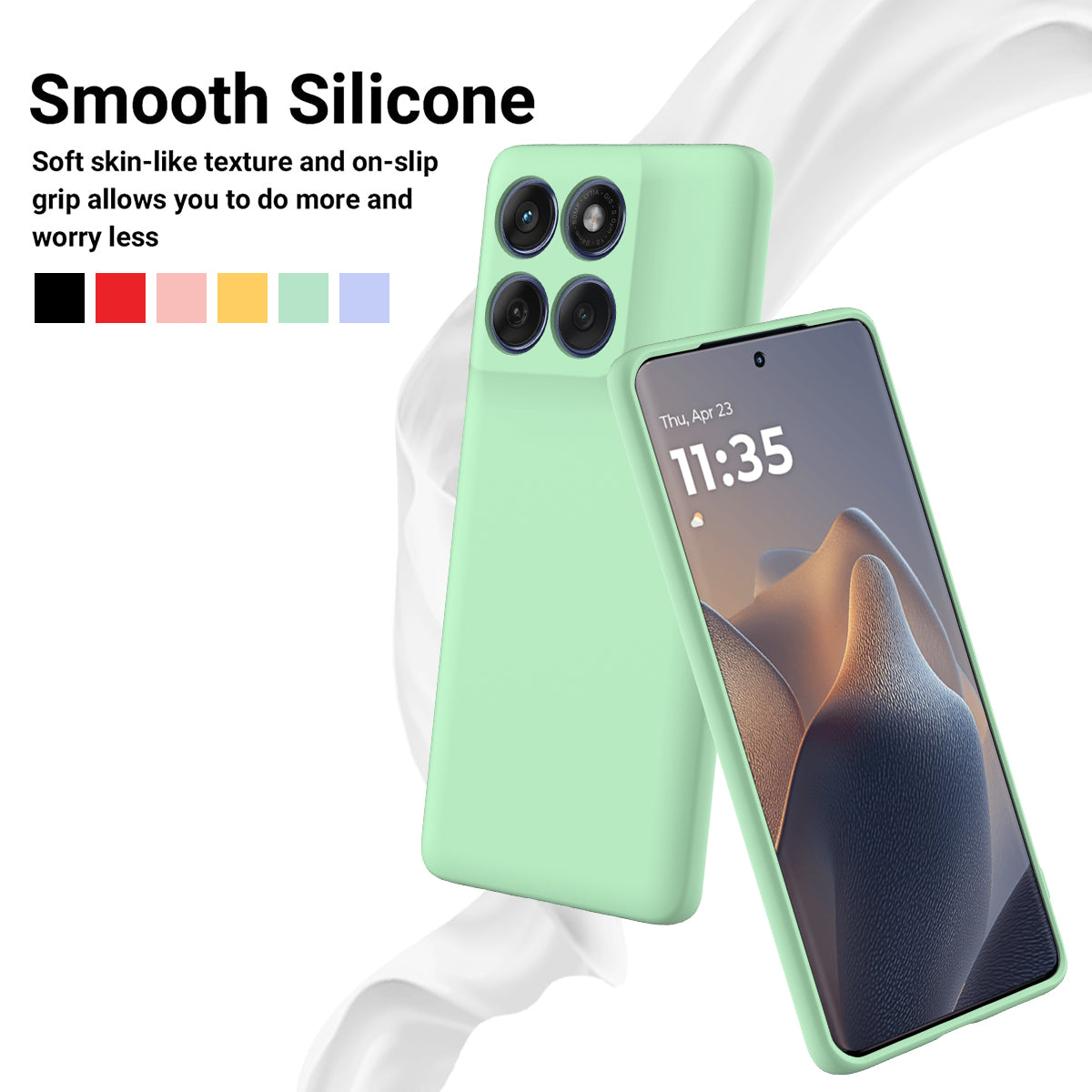 For Motorola Edge 70 5G / X70 Air Liquid Silicone Case Phone Back Cover with Hand Strap - Green