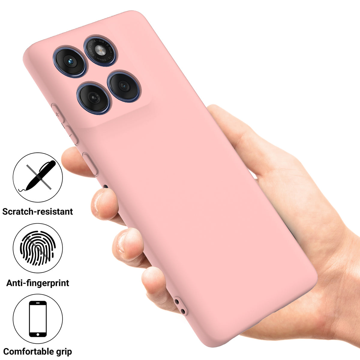 For Motorola Edge 70 5G / X70 Air Liquid Silicone Case Phone Back Cover with Hand Strap - Pink
