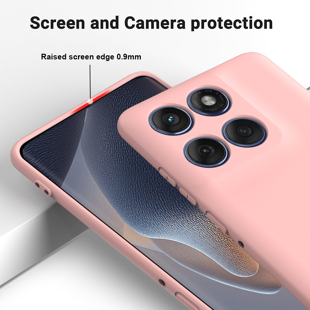 For Motorola Edge 70 5G / X70 Air Liquid Silicone Case Phone Back Cover with Hand Strap - Pink
