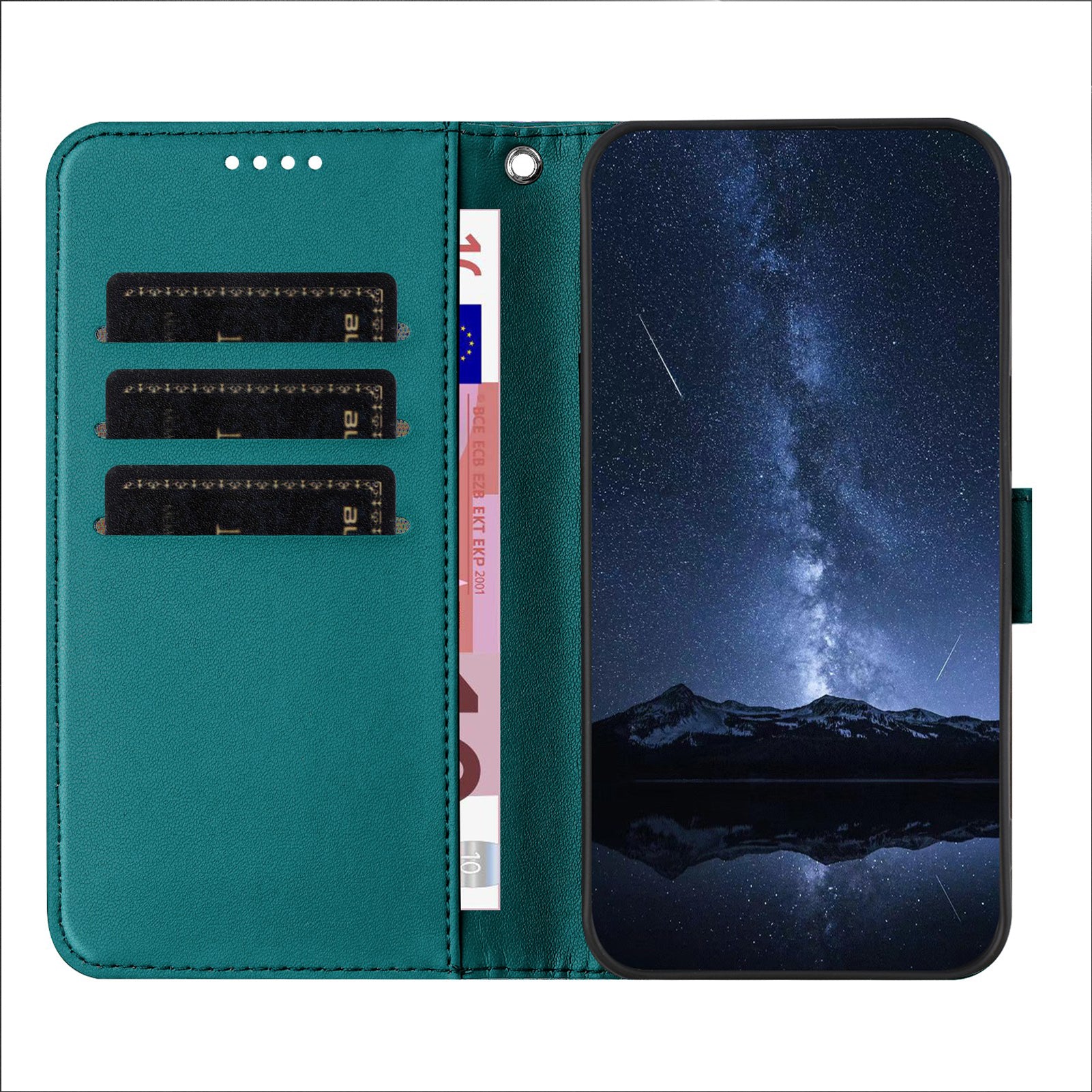 For Samsung Galaxy A57 5G Leather Case Wallet Stand Solid Color Anti Drop Phone Cover - Green