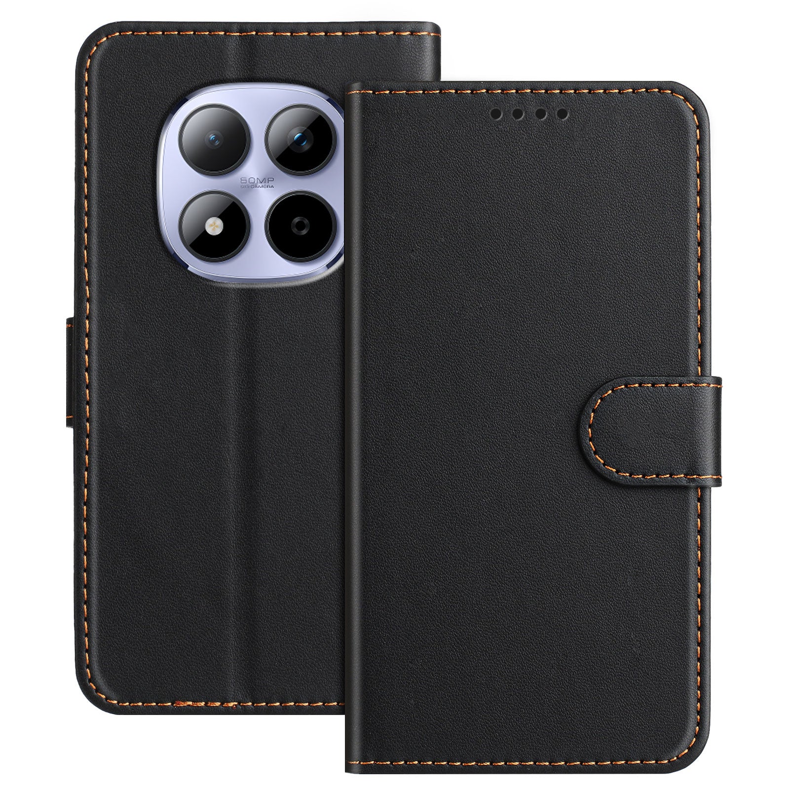 For Xiaomi Redmi Note 15 Pro 4G (Global) Leather Case Wallet Stand Solid Color Anti Drop Phone Cover - Black