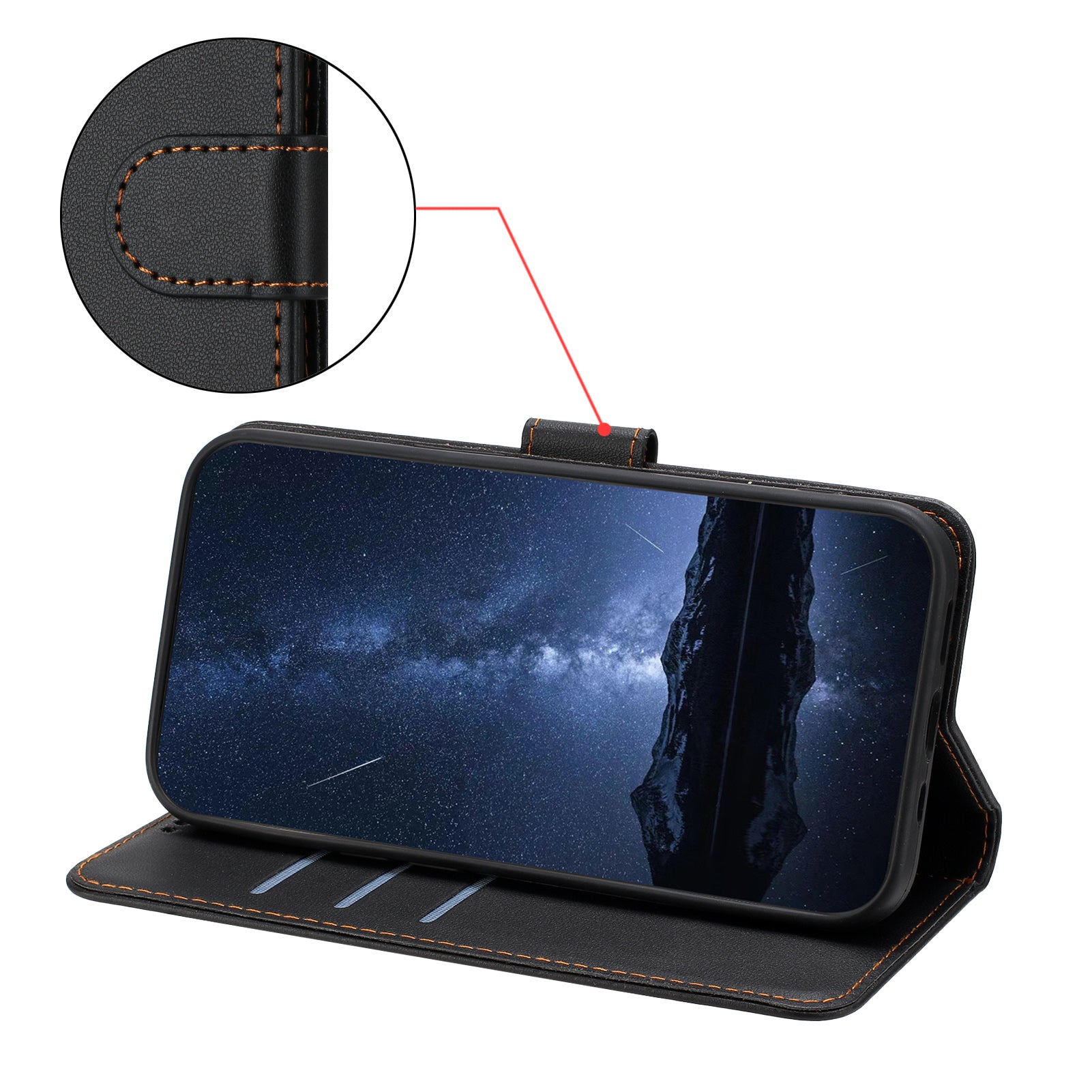 For Xiaomi Redmi Note 15 Pro 4G (Global) Leather Case Wallet Stand Solid Color Anti Drop Phone Cover - Black