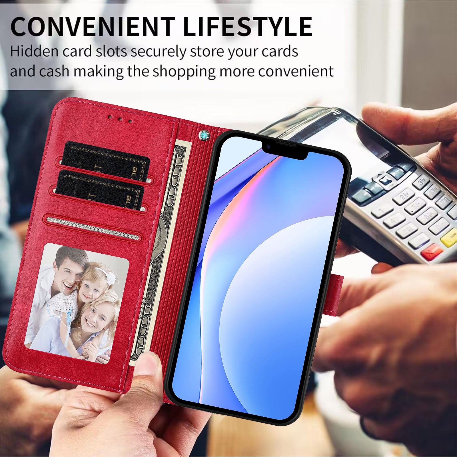 For Samsung Galaxy A57 5G Wallet Case RFID Blocking Calf Texture Leather Stand Phone Cover with Strap - Rose