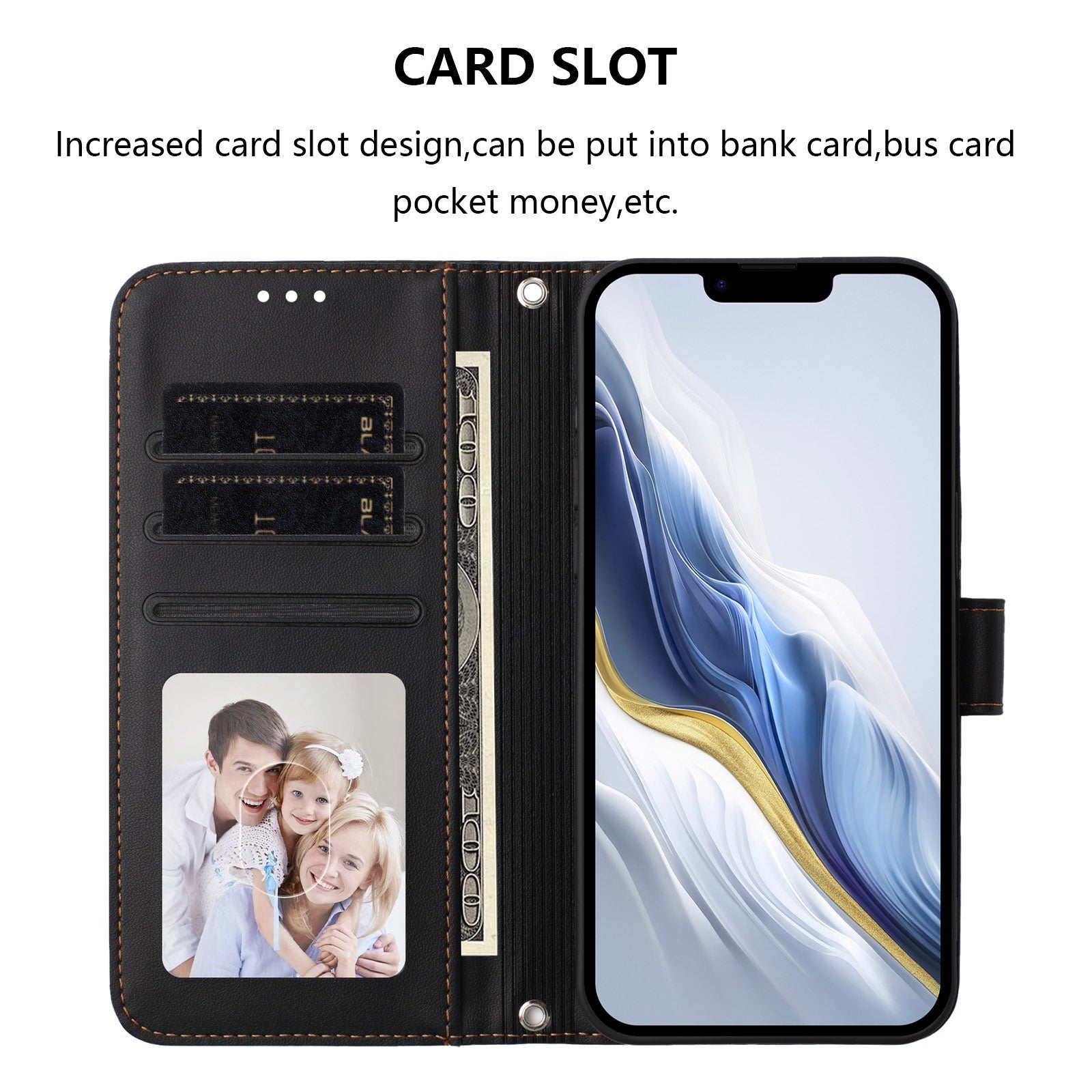 For Samsung Galaxy A57 5G Leather Case Wallet Stand Phone Cover with Wrist Strap - Black
