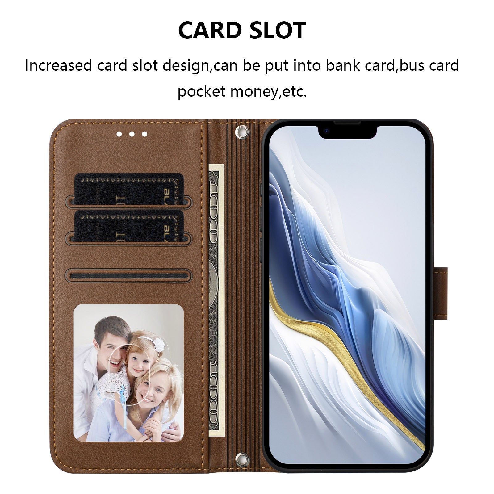 For Samsung Galaxy A57 5G Leather Case Wallet Stand Phone Cover with Wrist Strap - Brown