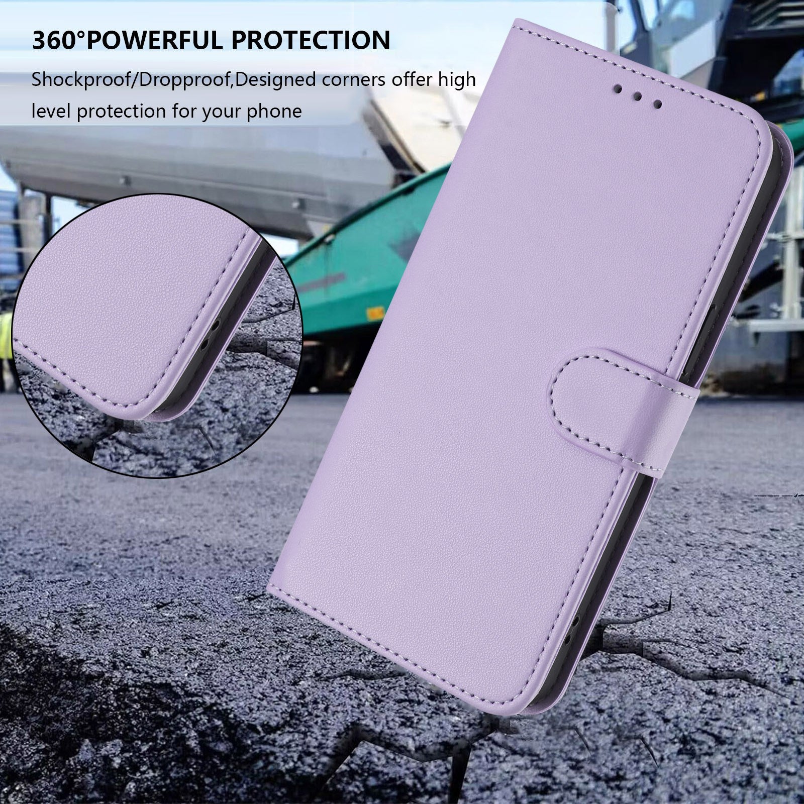 For Samsung Galaxy A57 5G Leather Case Wallet Stand Phone Cover with Wrist Strap - Light Purple