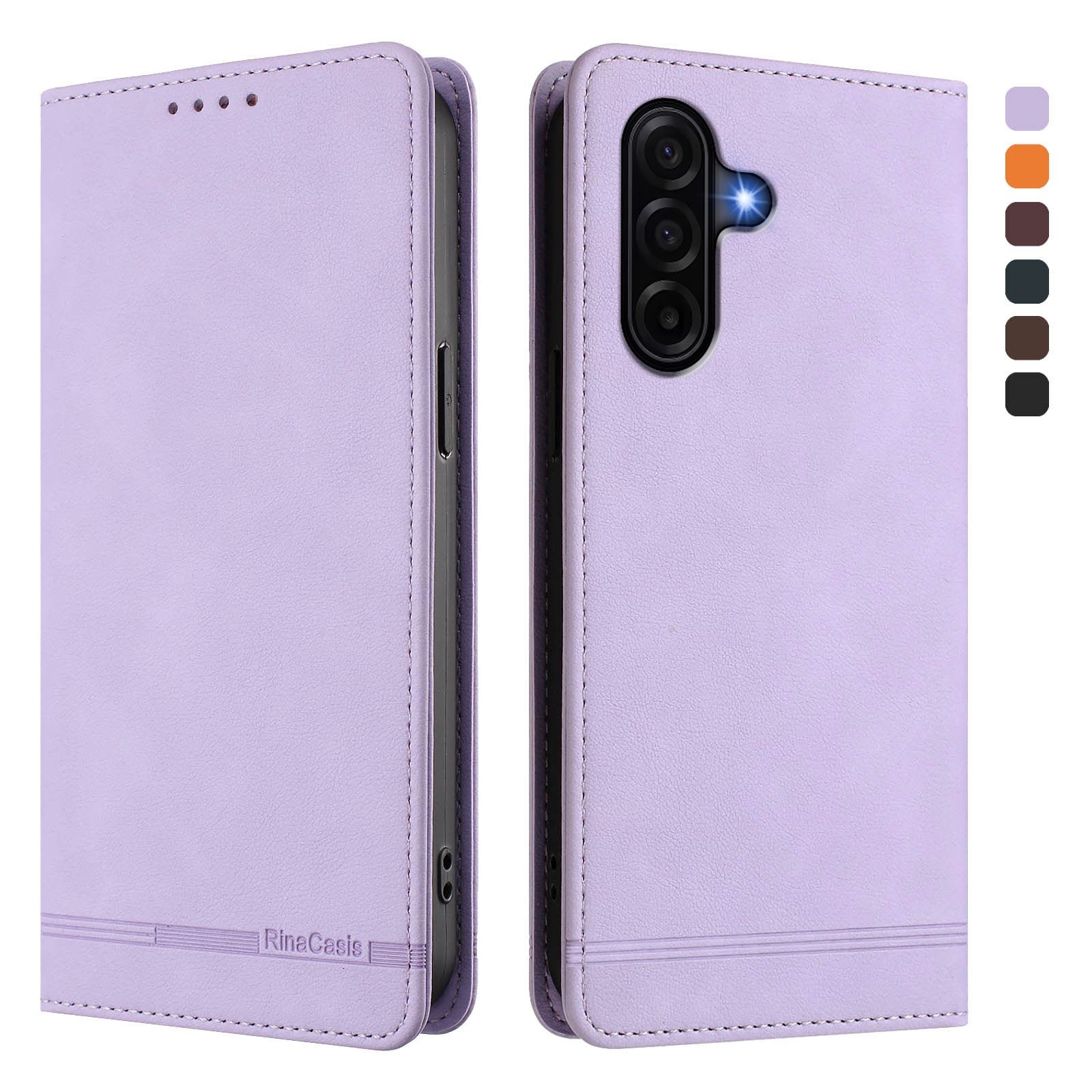 For Samsung Galaxy A57 5G Case RINACASIS RC23 RFID Blocking Wallet Stand PU Leather Phone Cover - Light Purple