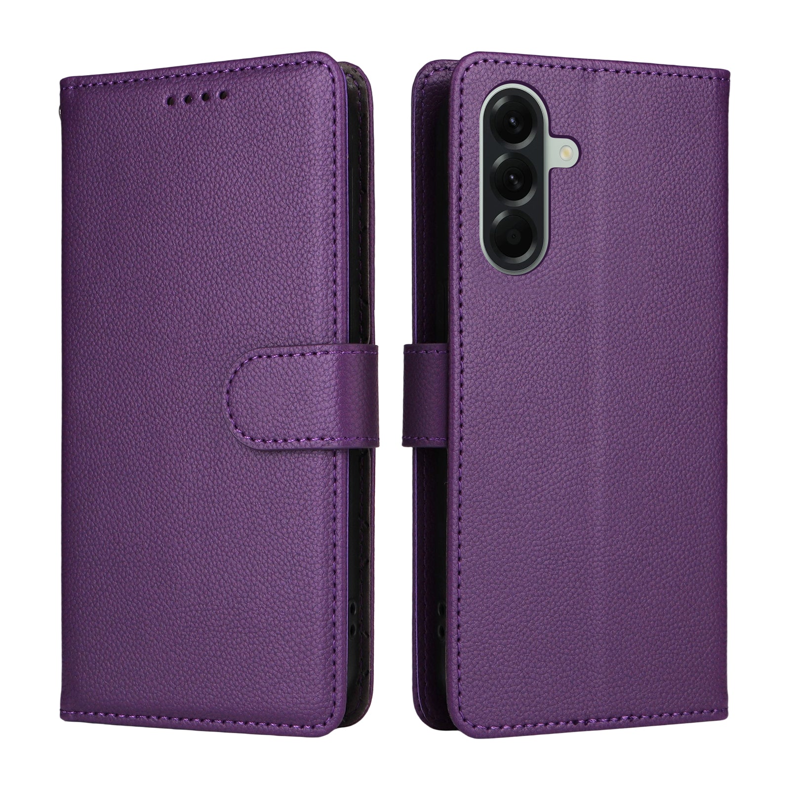 For Samsung Galaxy A57 5G Case RFID Blocking 3 Card Slots PU Leather Phone Cover with Wrist Strap - Purple