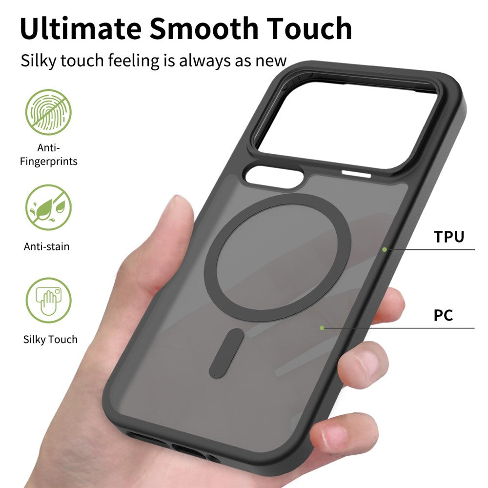 For Xiaomi 17 Pro Max Magnetic Case TPU Frame Acrylic Back Phone Cover Skin Touch - Black