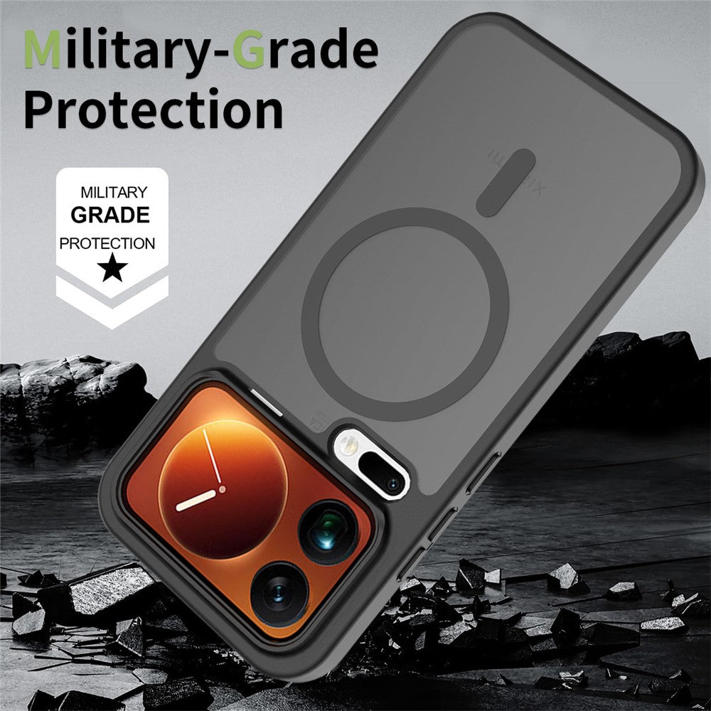 For Xiaomi 17 Pro Max Magnetic Case TPU Frame Acrylic Back Phone Cover Skin Touch - Black