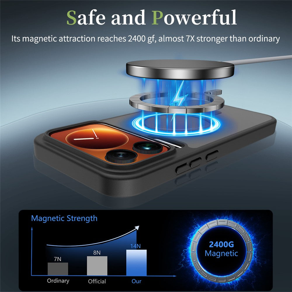 For Xiaomi 17 Pro Max Magnetic Case TPU Frame Acrylic Back Phone Cover Skin Touch - Black