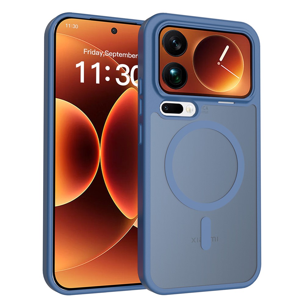 For Xiaomi 17 Pro Max Magnetic Case TPU Frame Acrylic Back Phone Cover Skin Touch - Blue