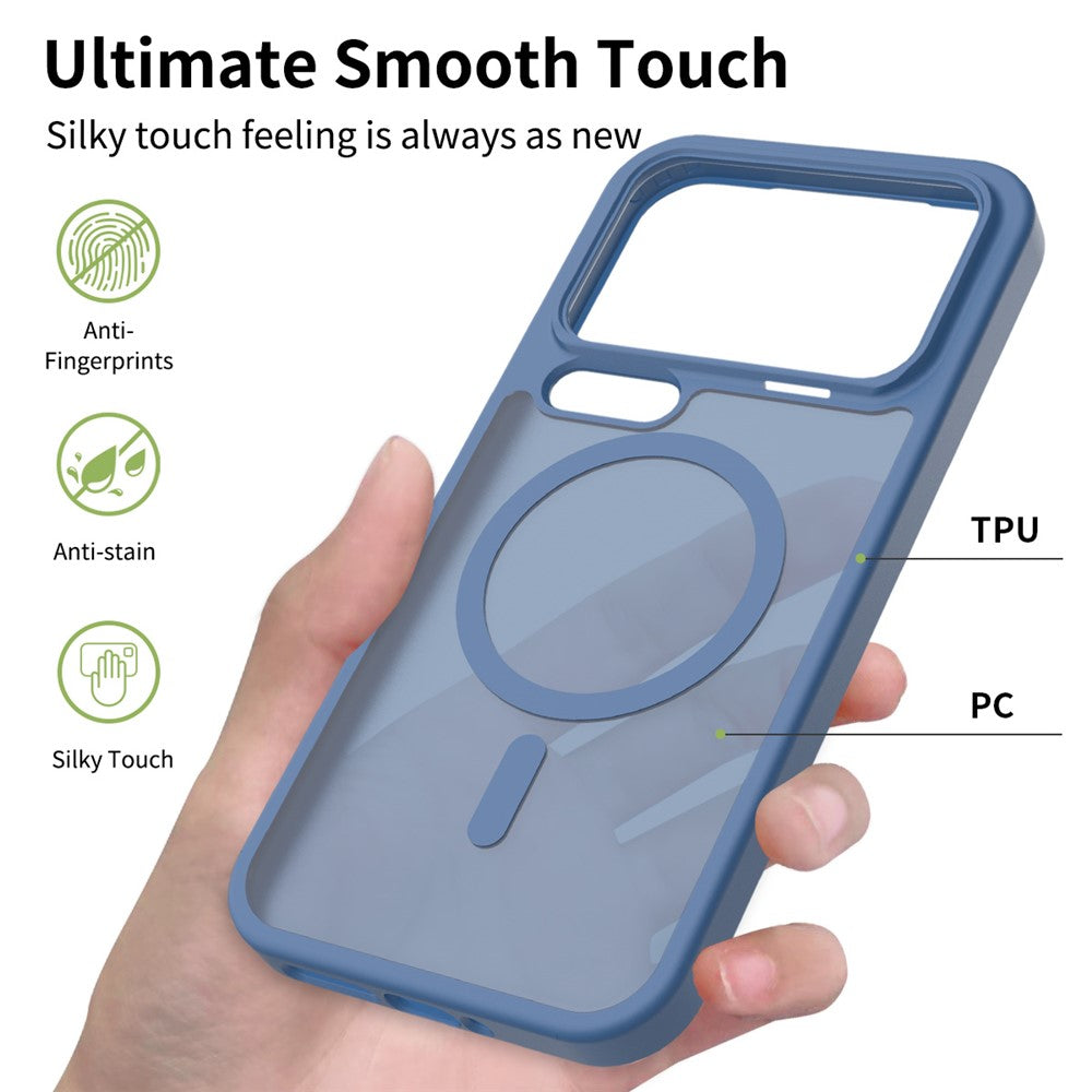 For Xiaomi 17 Pro Max Magnetic Case TPU Frame Acrylic Back Phone Cover Skin Touch - Blue