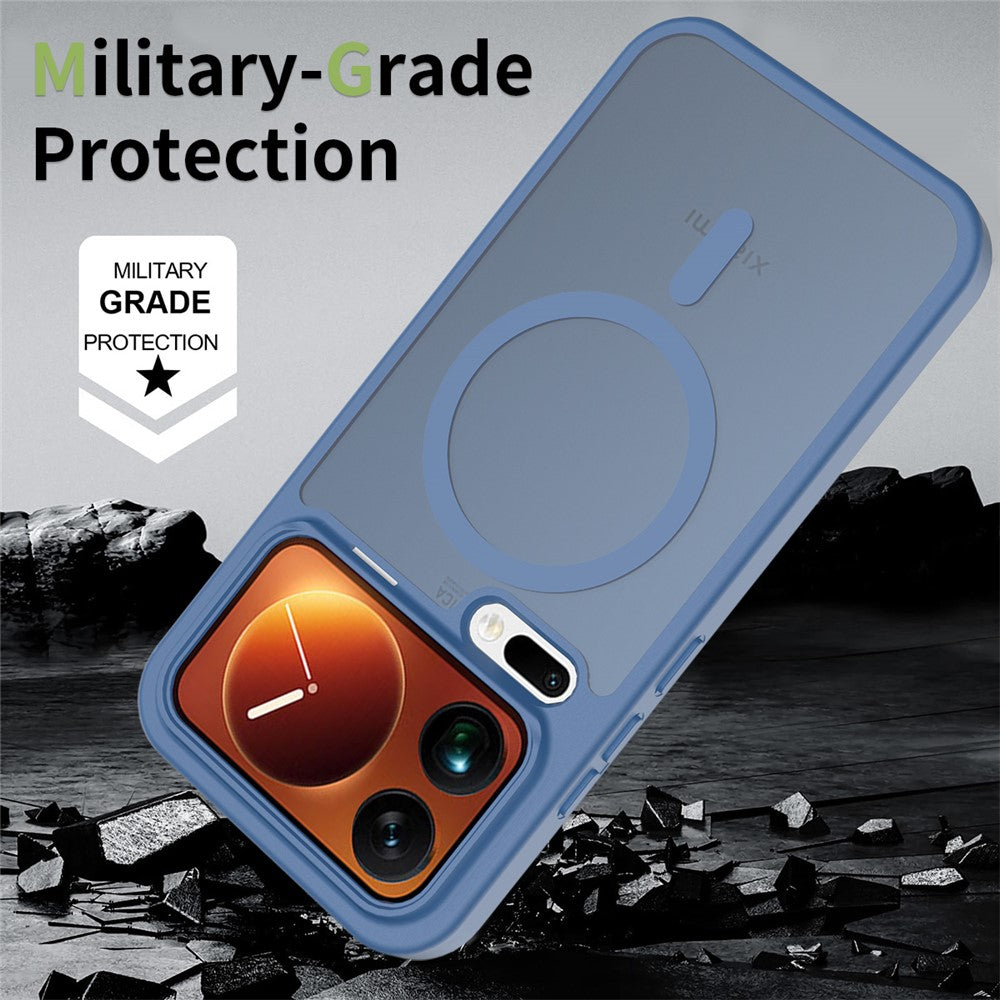 For Xiaomi 17 Pro Max Magnetic Case TPU Frame Acrylic Back Phone Cover Skin Touch - Blue