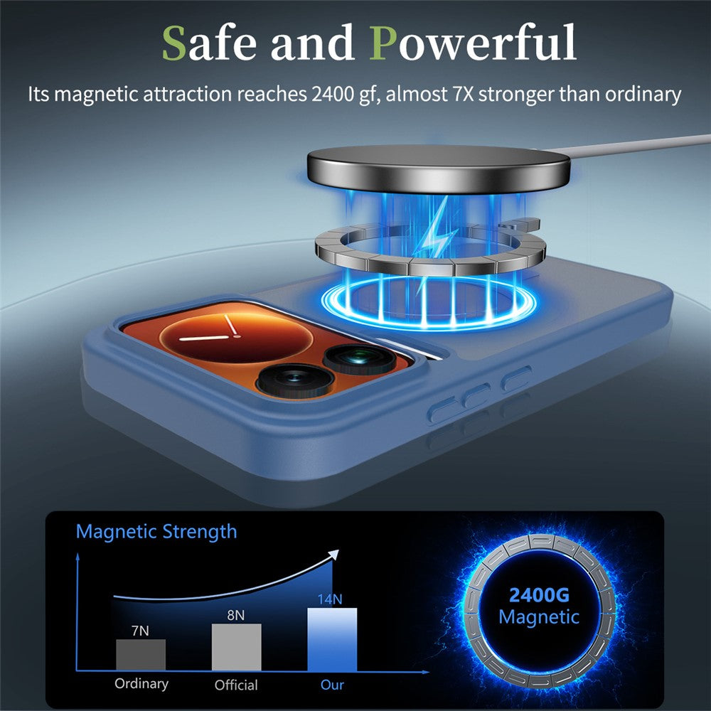 For Xiaomi 17 Pro Max Magnetic Case TPU Frame Acrylic Back Phone Cover Skin Touch - Blue